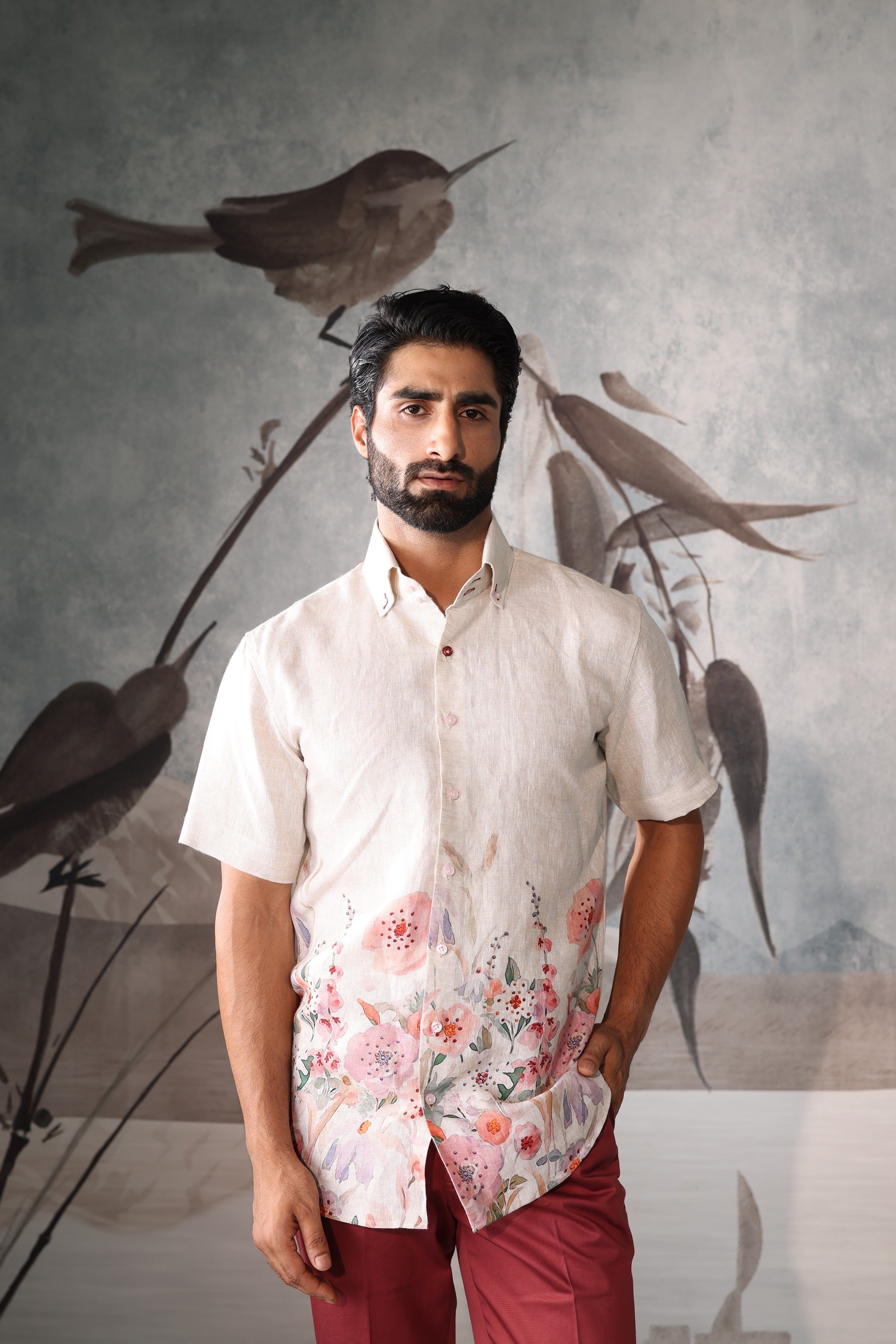 Olive moss corduroy safari shirt with metal buttons - club casual edit