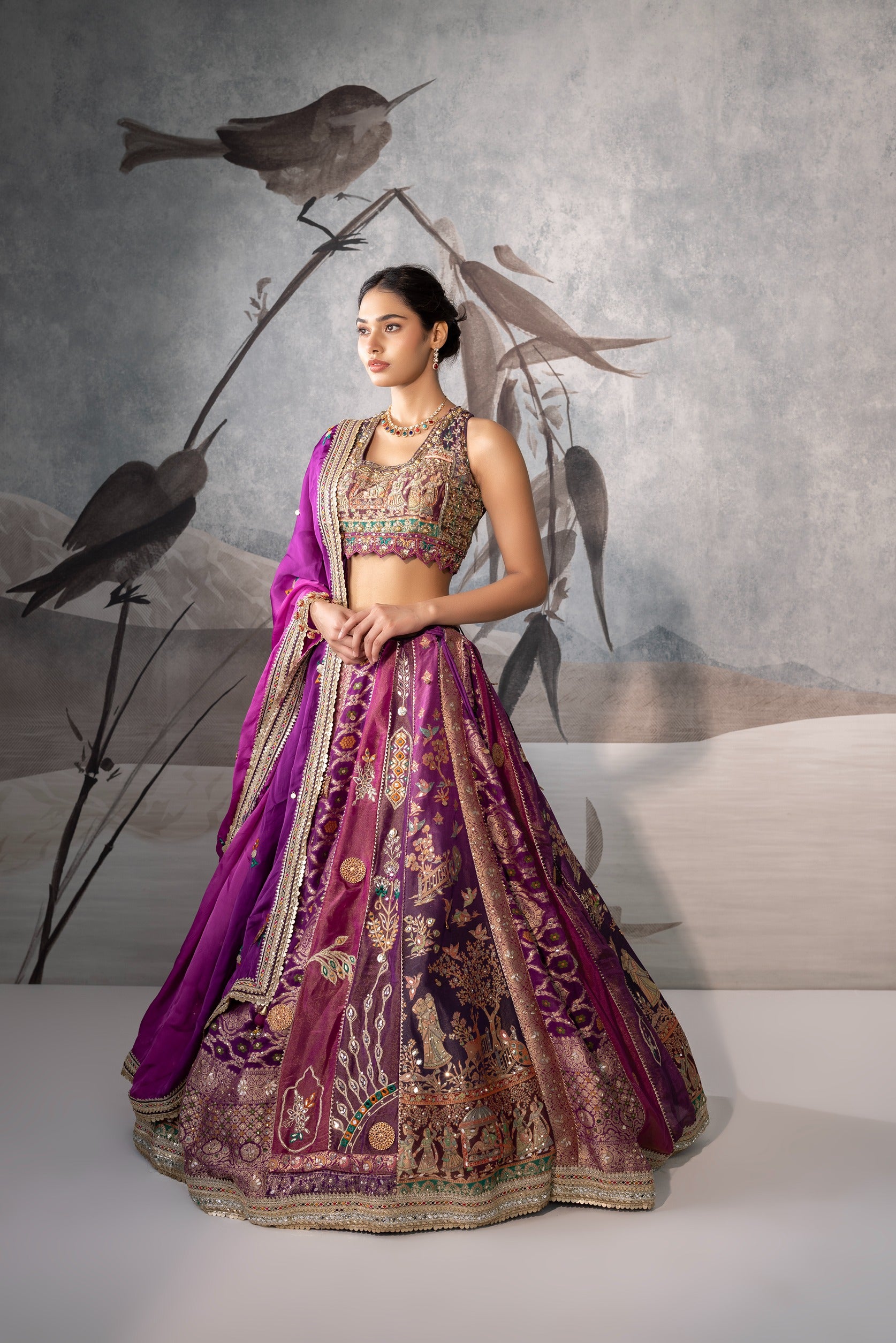 PURPLE FLOWER LEHENGA