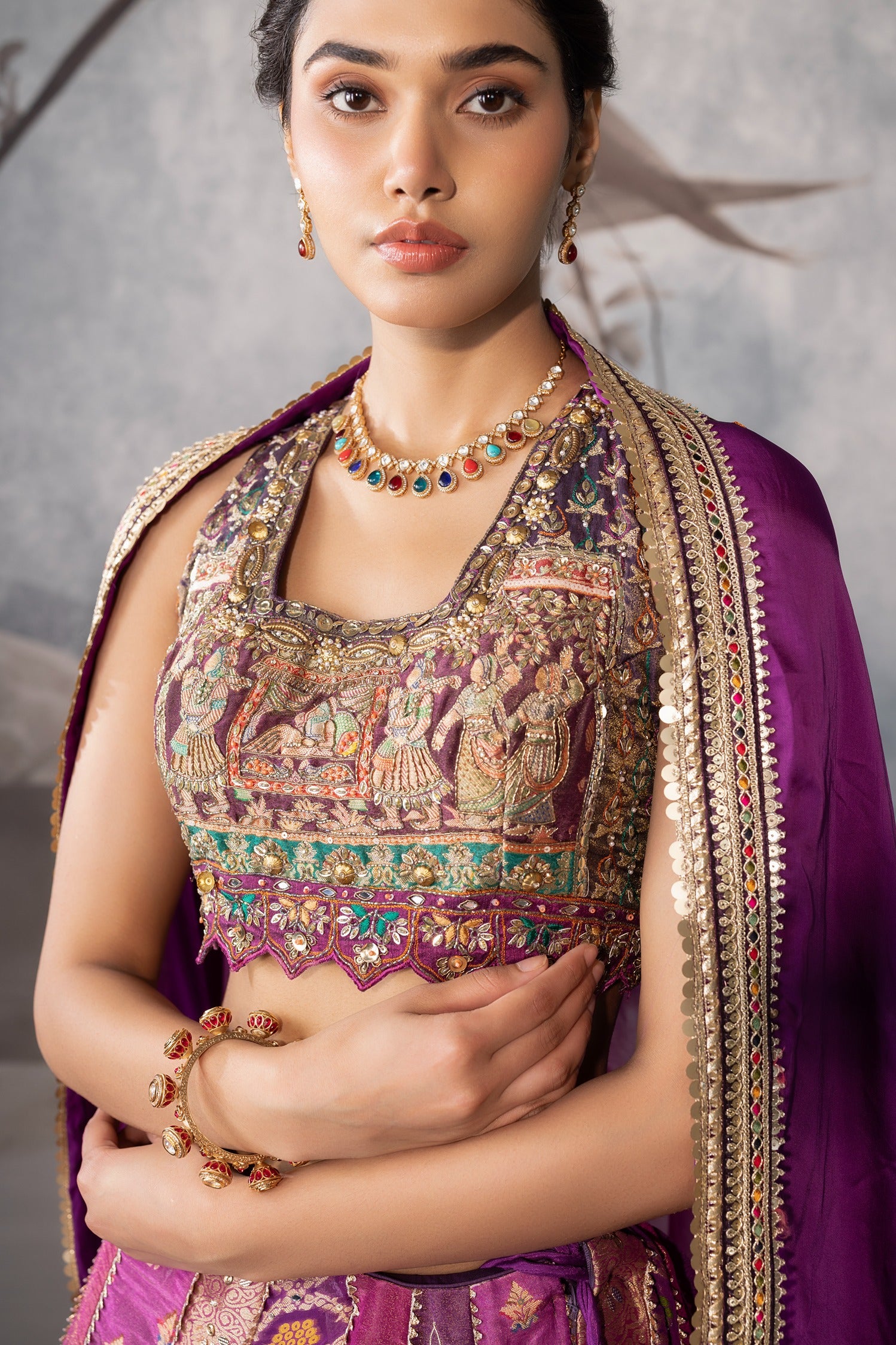 PURPLE FLOWER LEHENGA