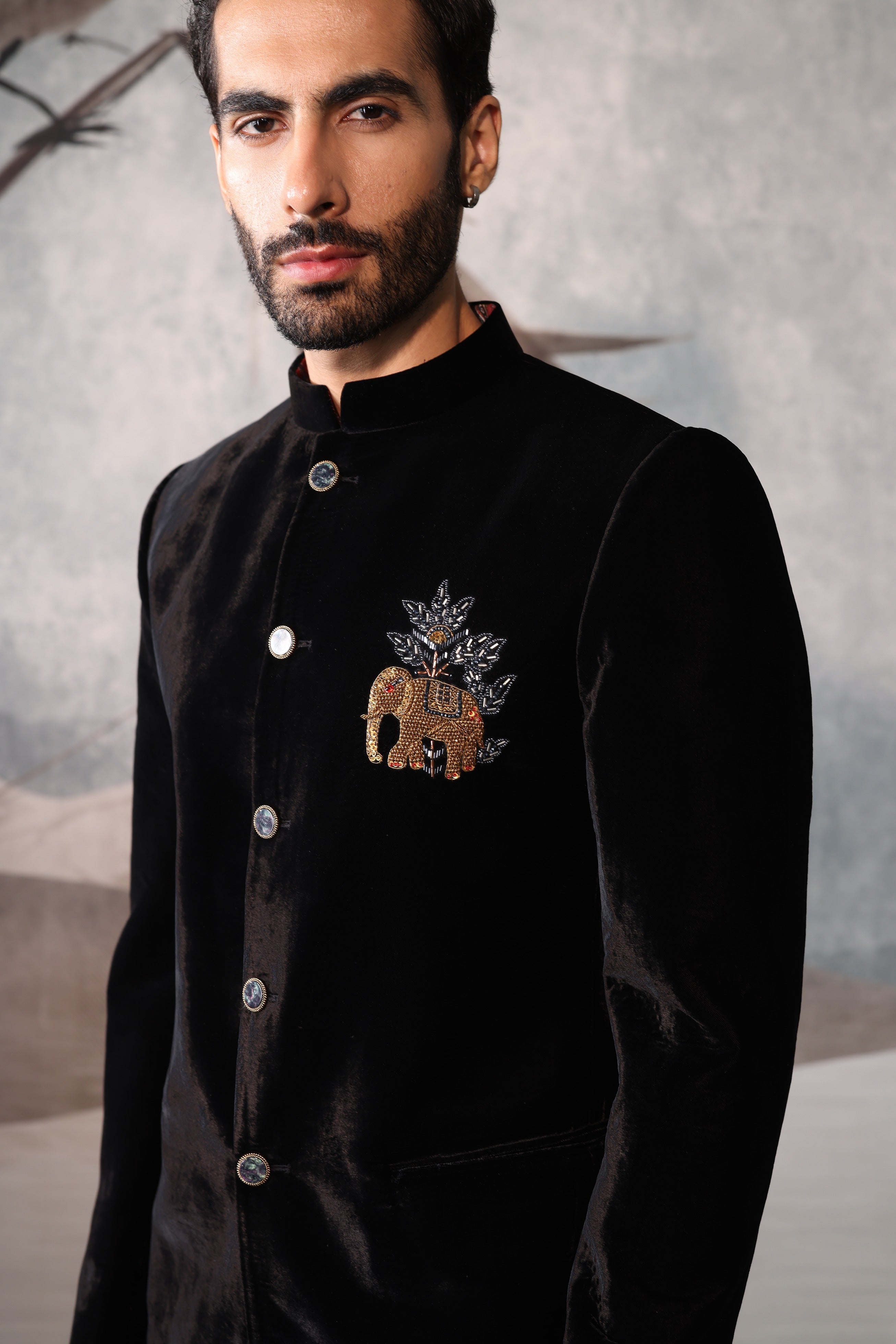 Black Bandgala with elephant design