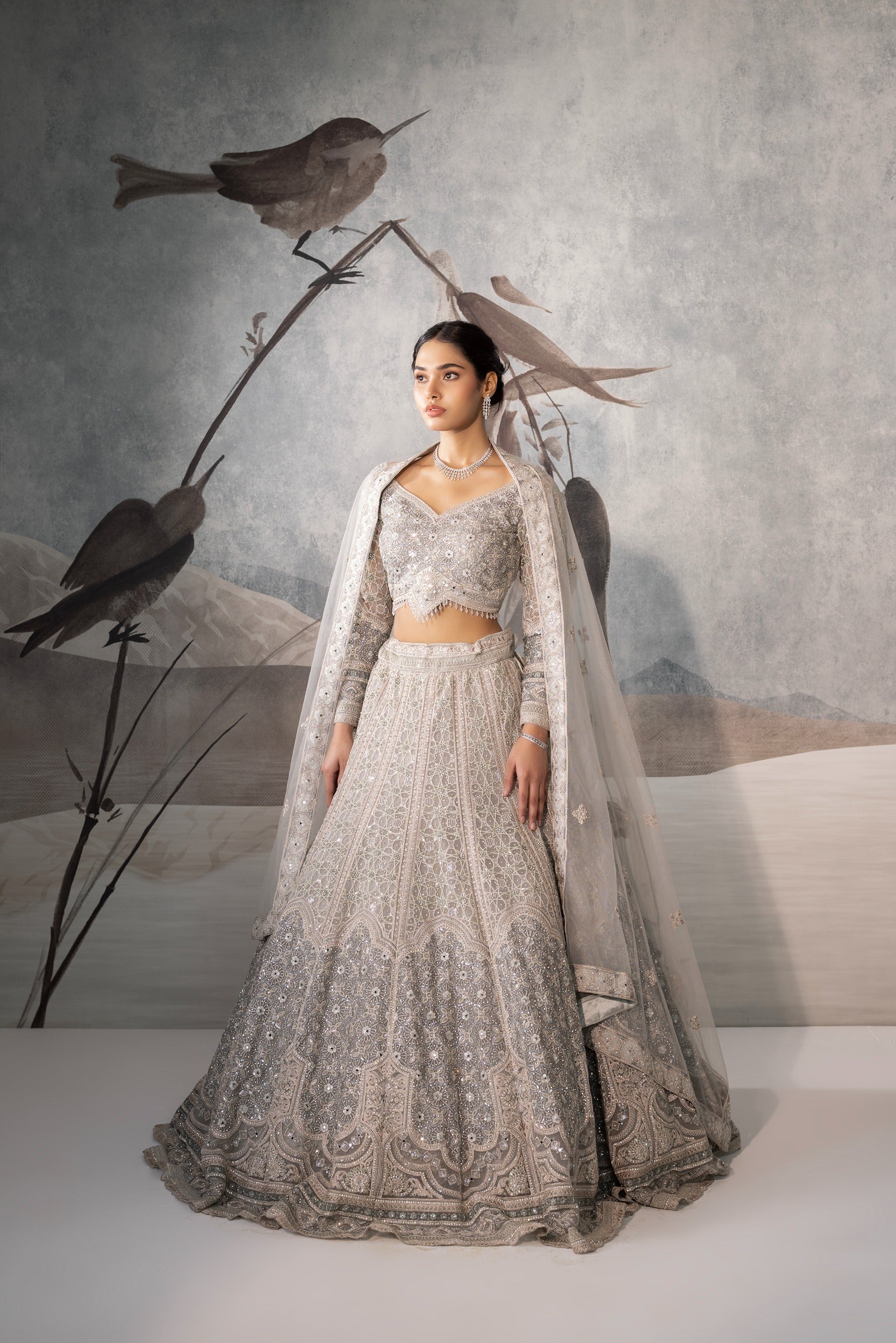 GREY SEQUENCE LEHENGA
