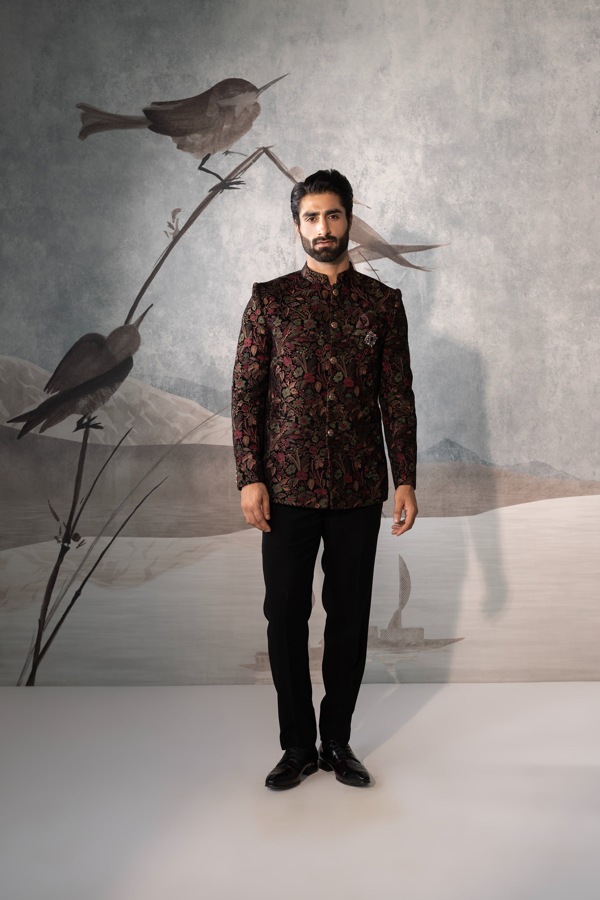 Men's Multicolor Thread Embroidered Bandhgala Jacket