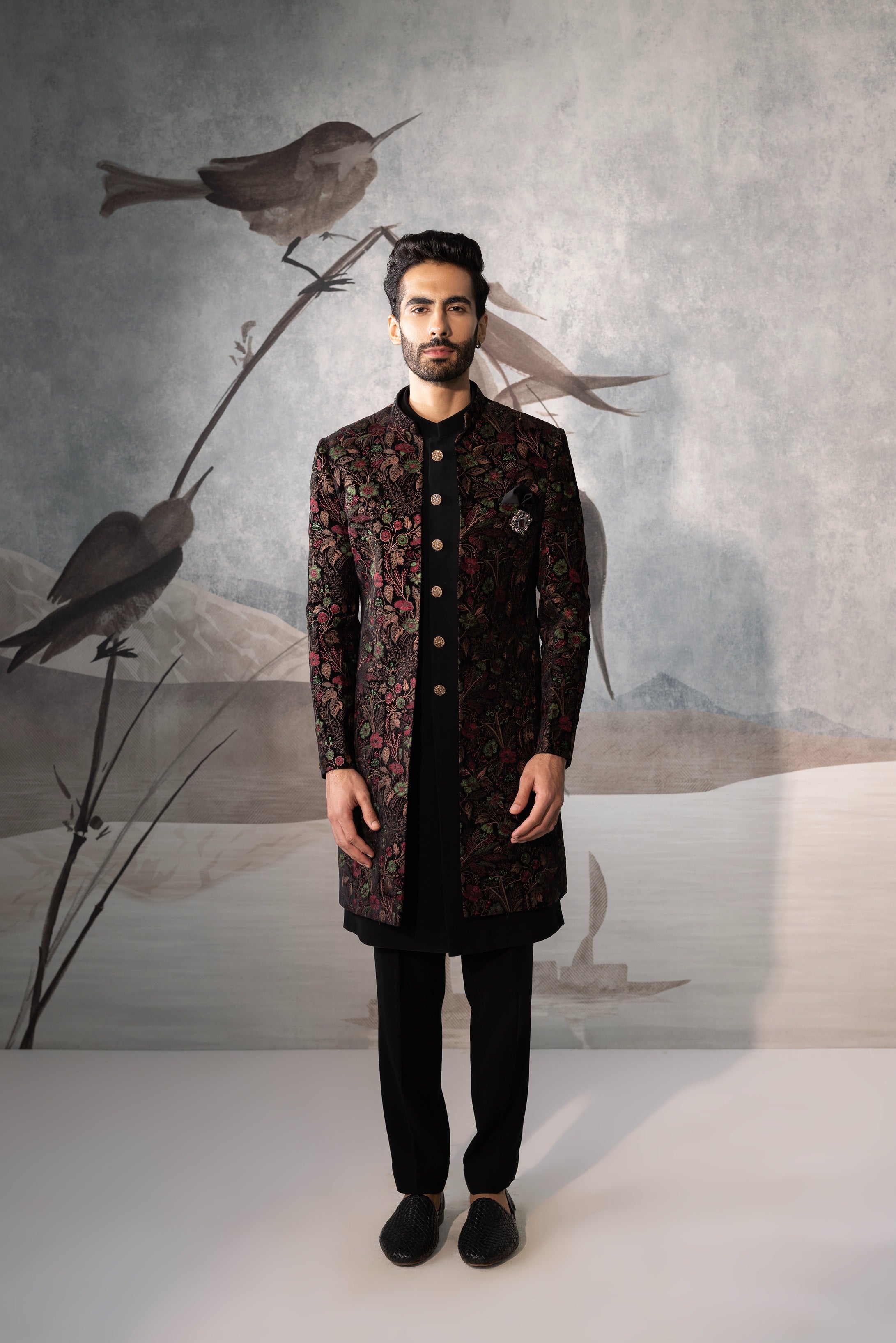 Multicolour indo western with floral design