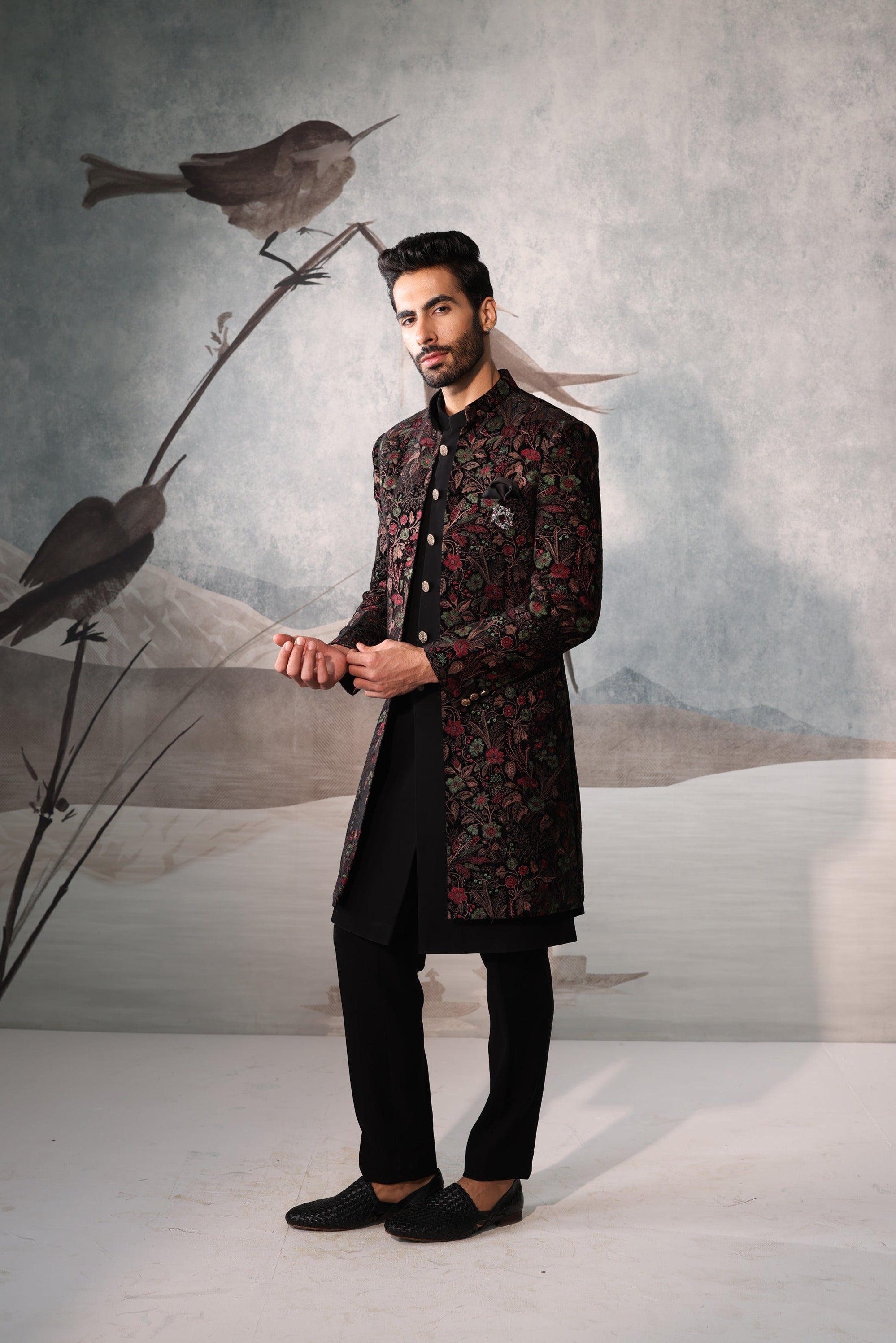 Multicolour indo western with floral design