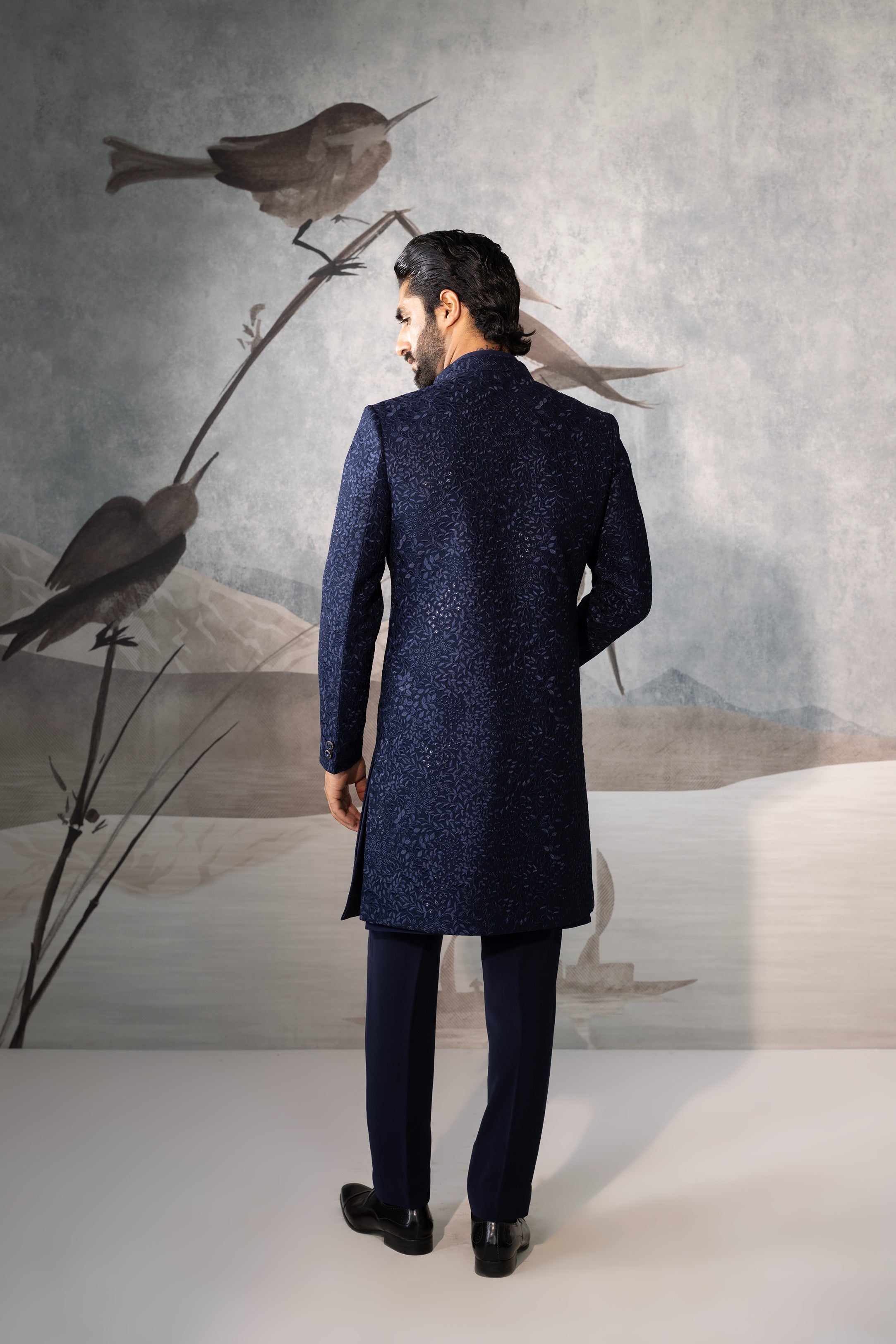 Classic Navy Blue Indowestern