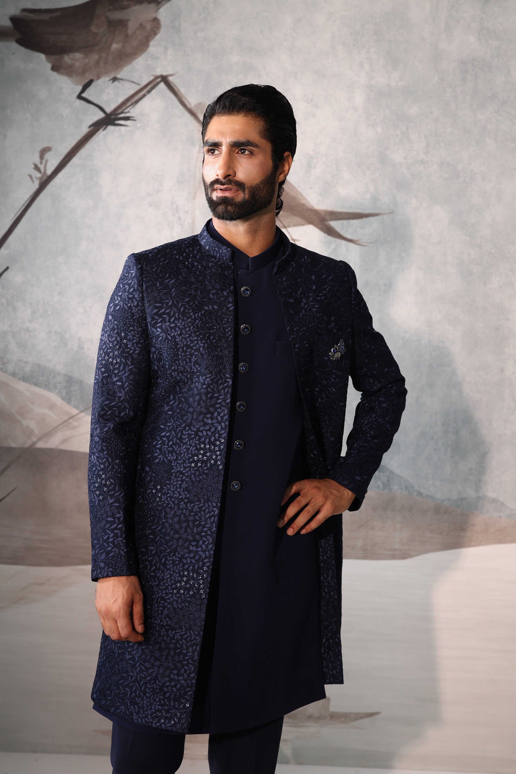 Classic Navy Blue Indowestern