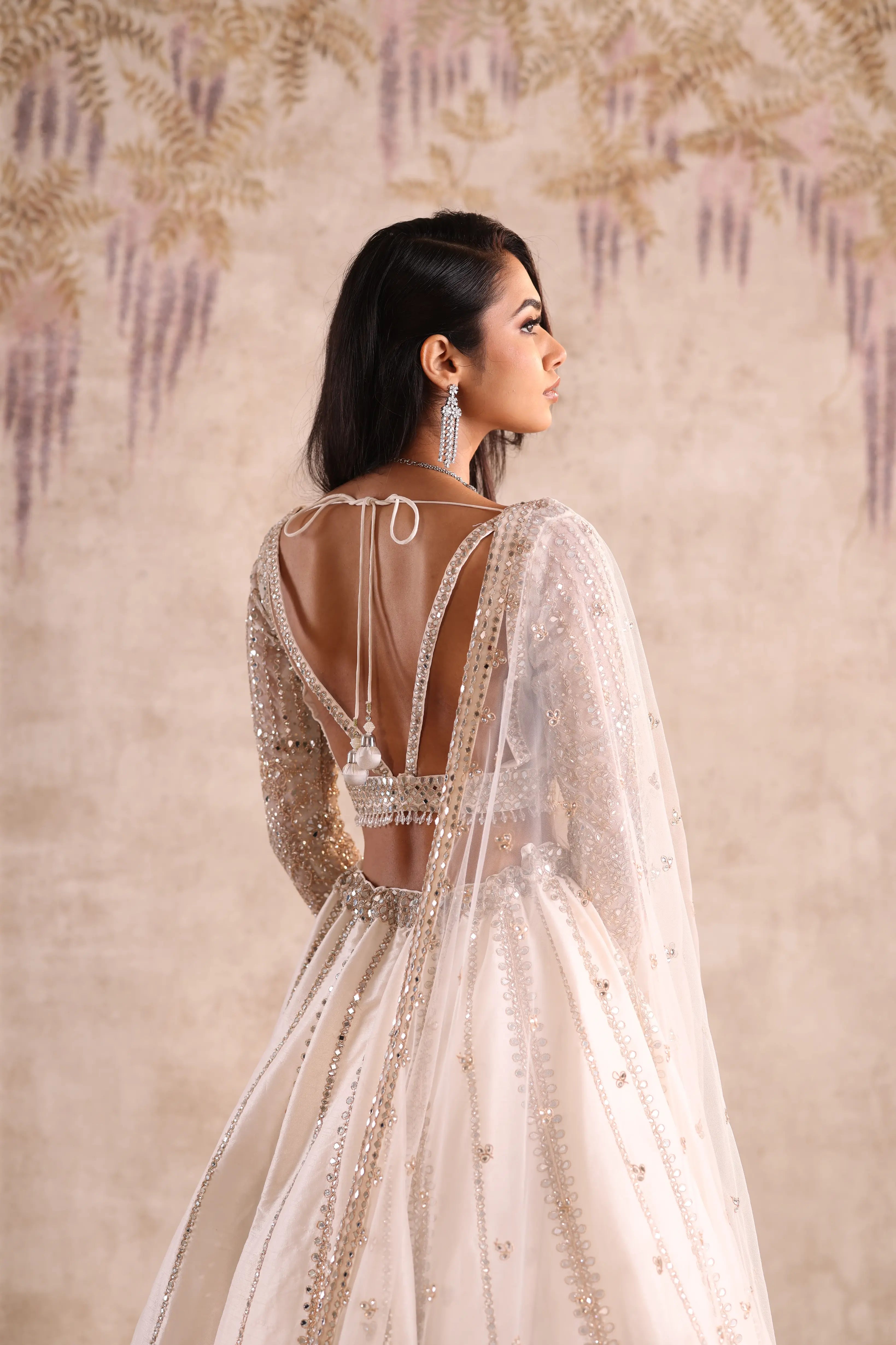 Off White Embroidered Lehenga