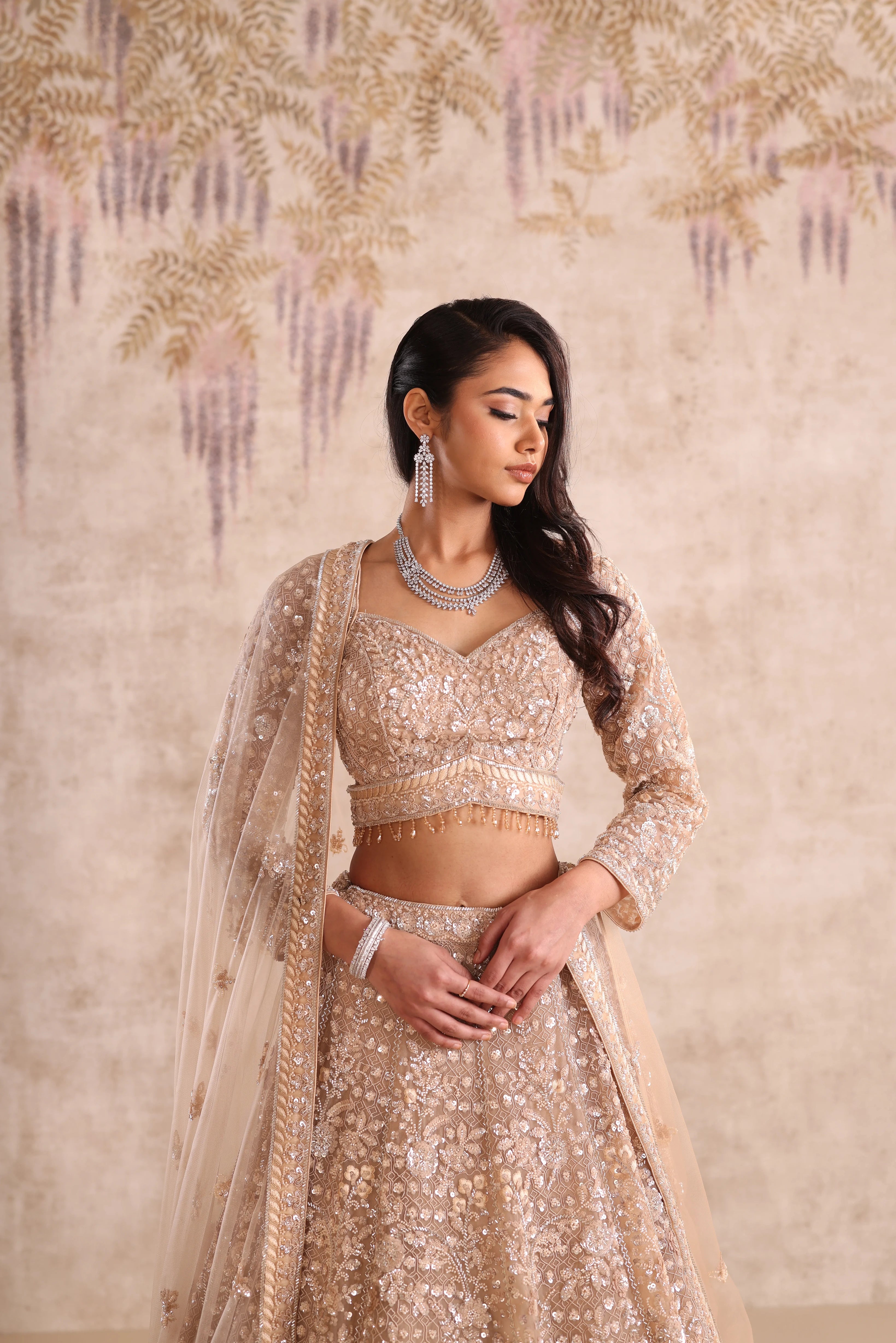 Gold Heavy Embroidered party wear Lehenga