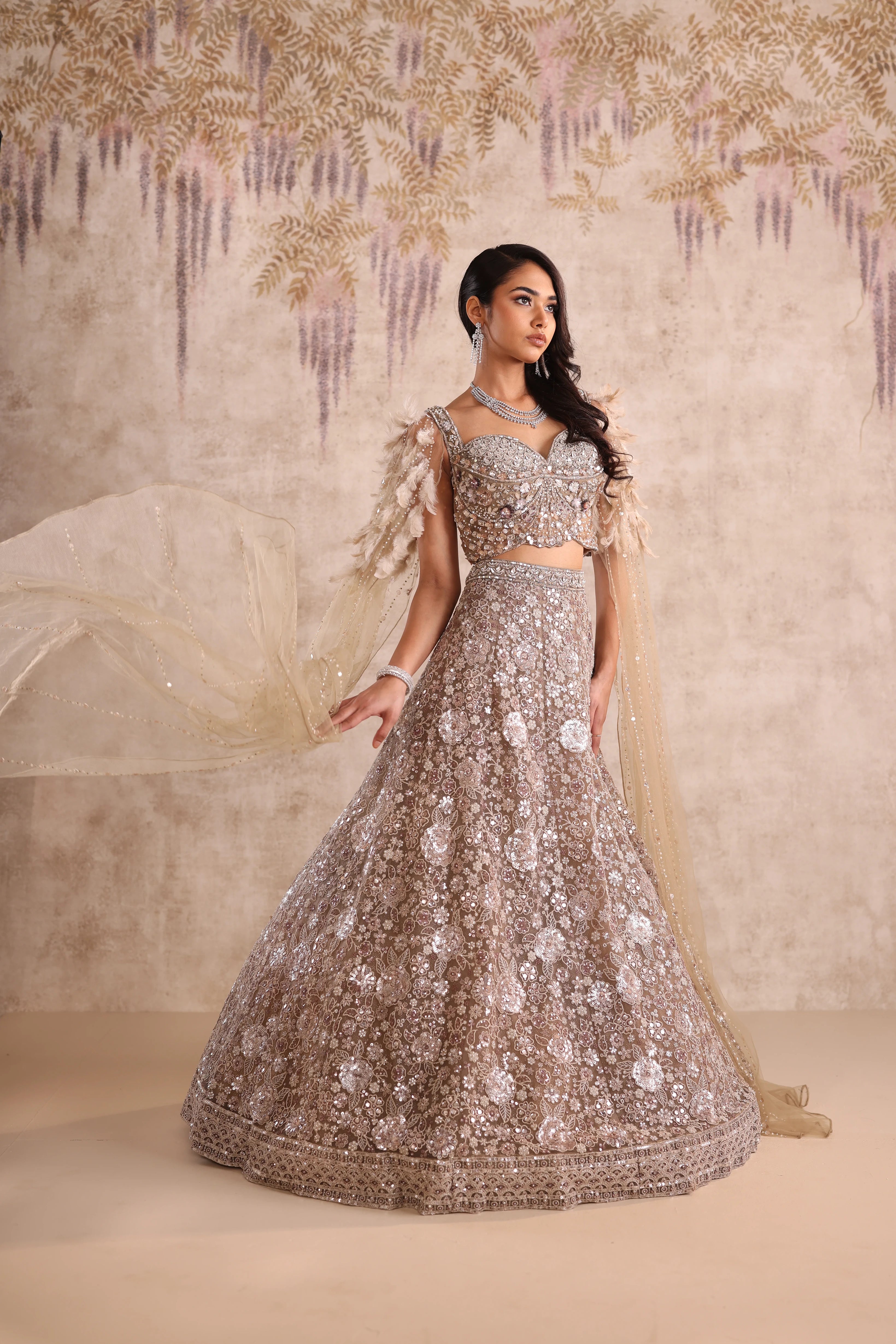 White Embroidered party wear Lehenga