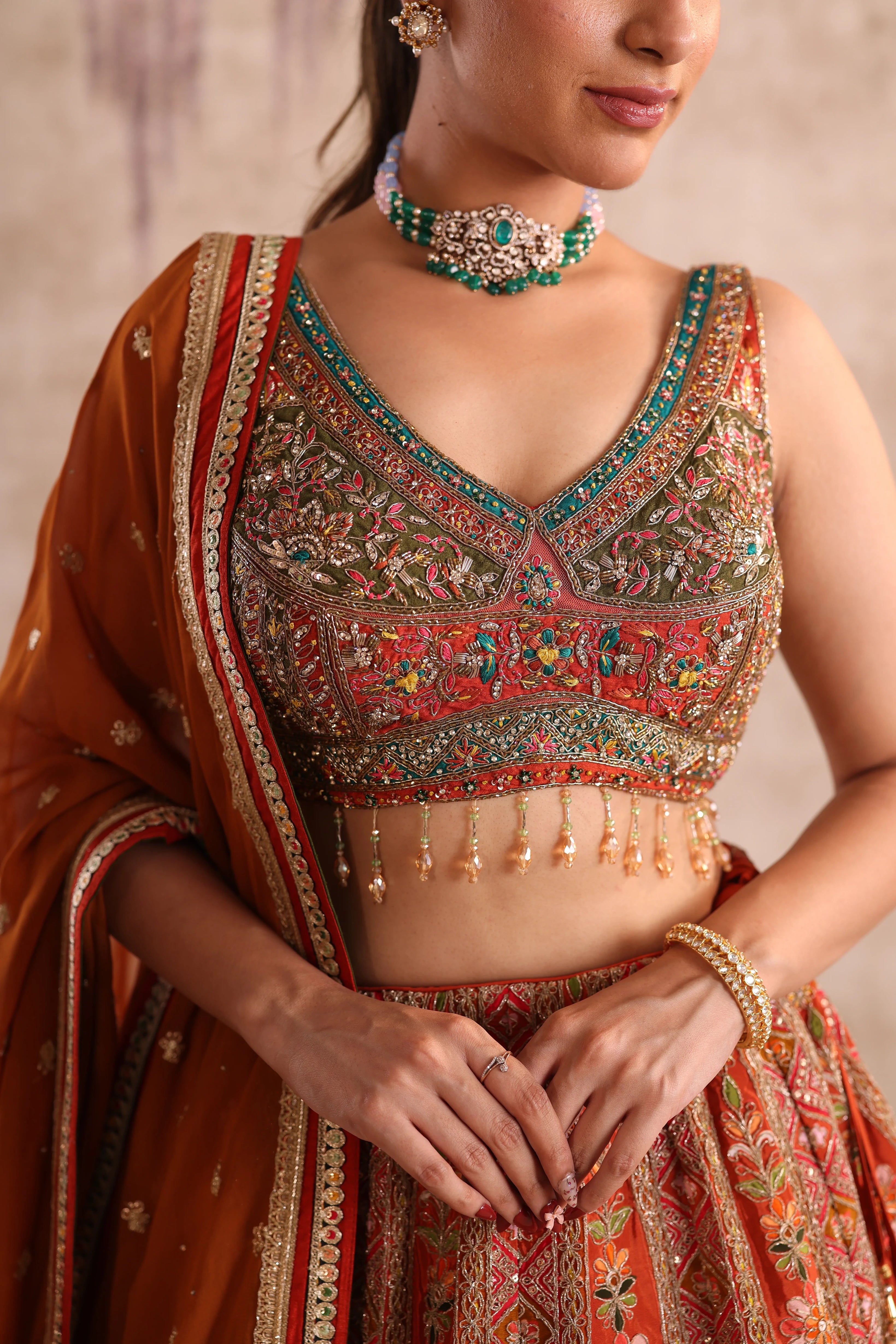 Multi-Colored Embroidered Party Wear Lehenga