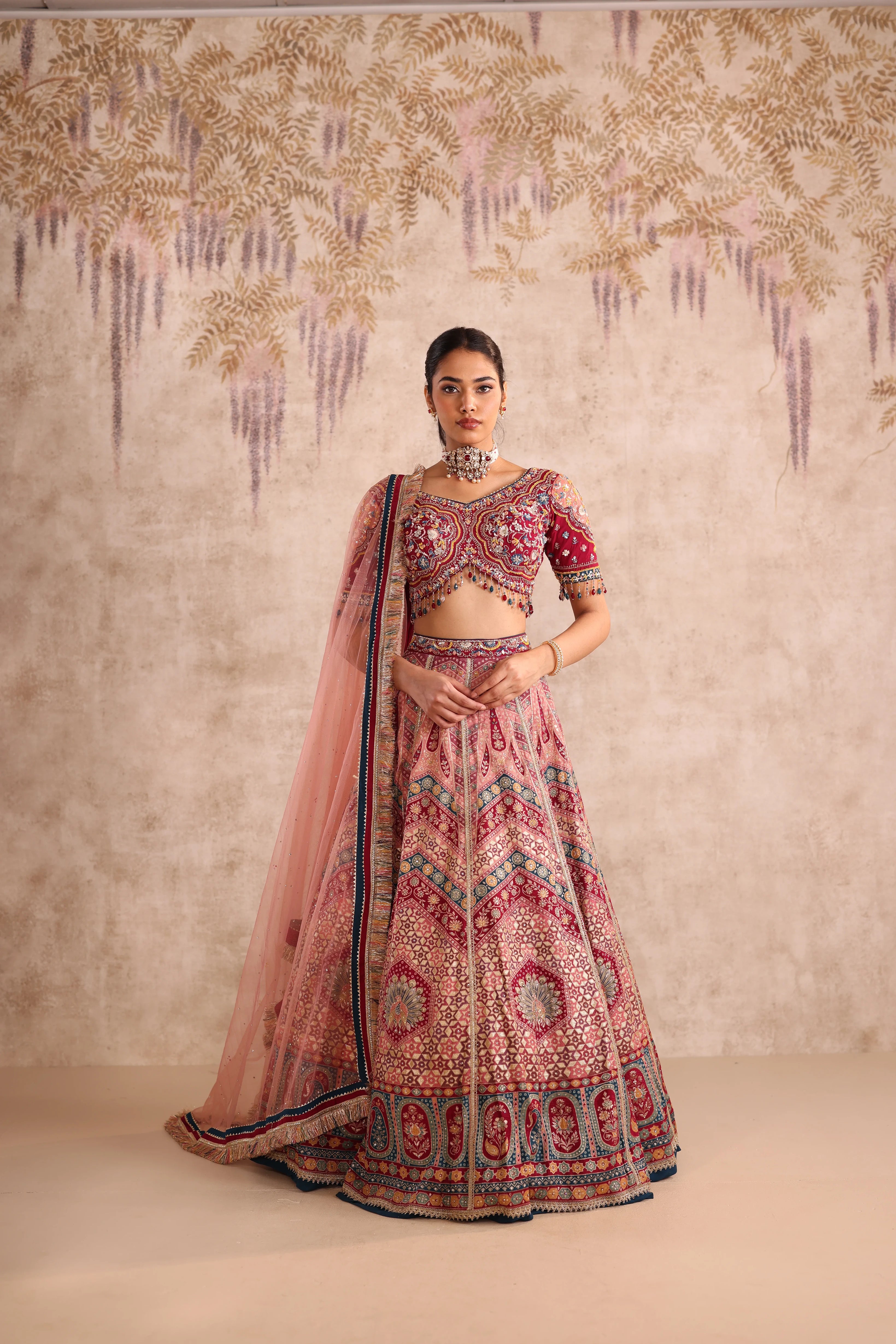 Multi-Colored Traditional Embroidered Party Wear Lehenga