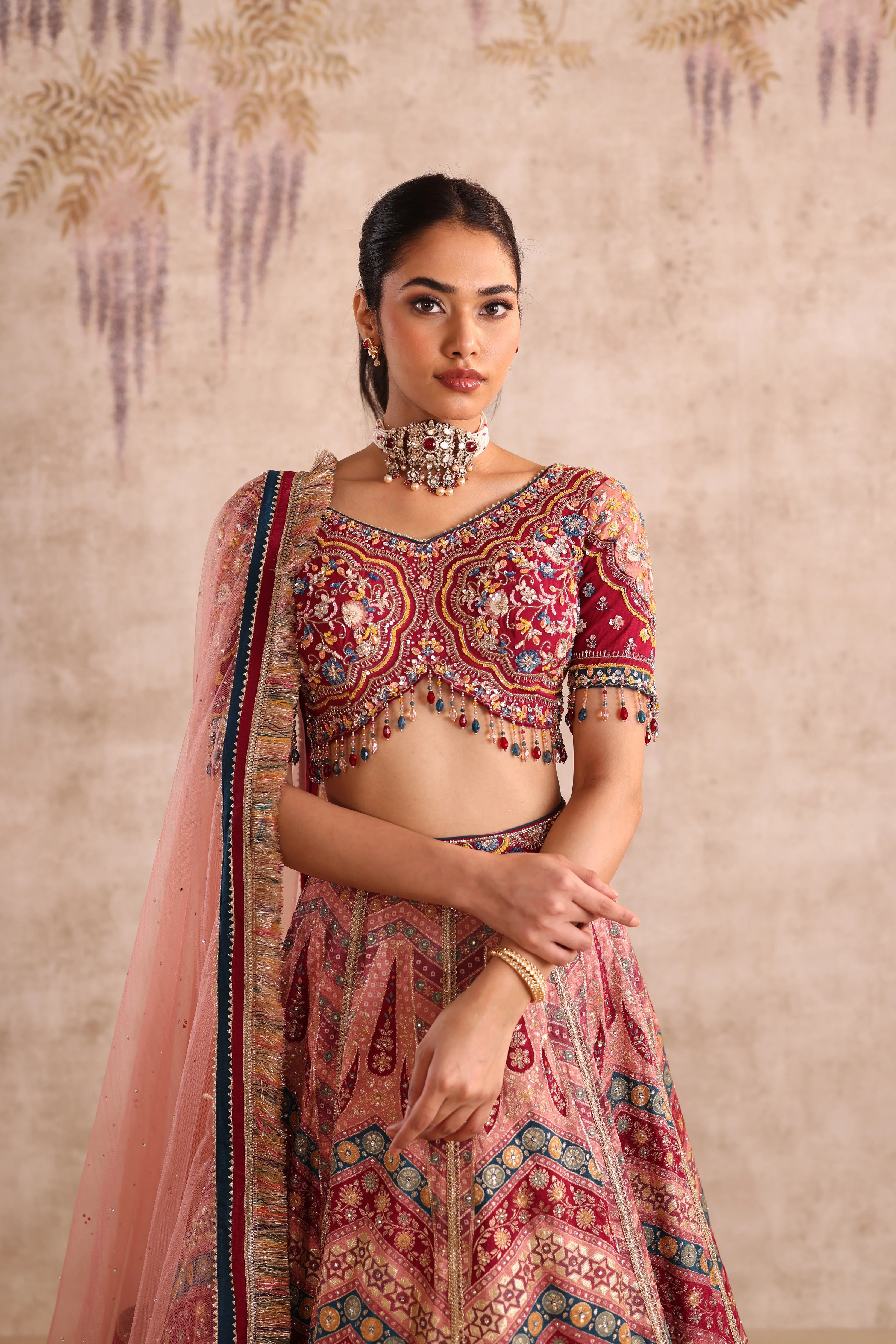 Multi-Colored Traditional Embroidered Party Wear Lehenga