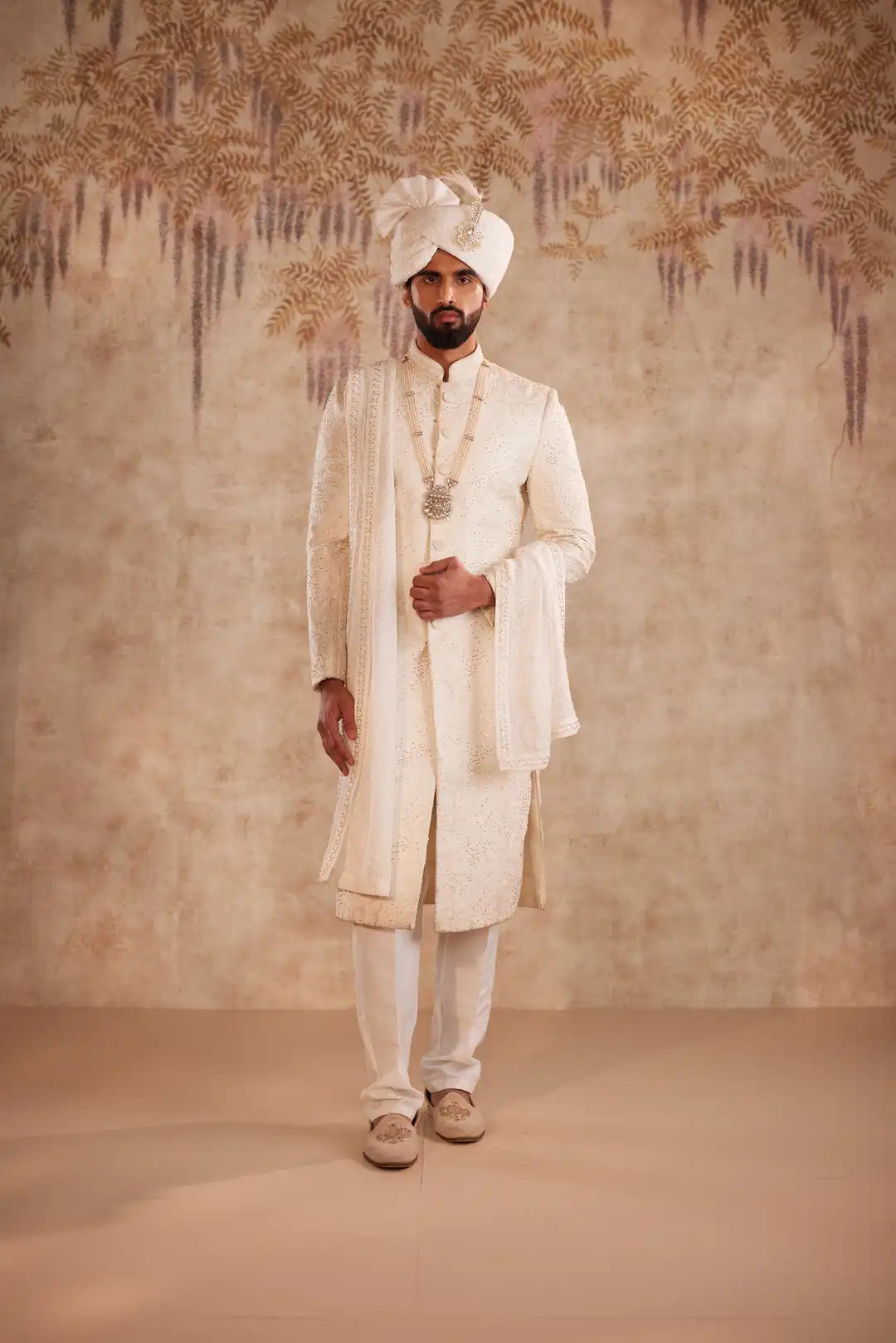 Off White Embroidered Sherwani for Groom | Premium Designer Wedding Sherwani