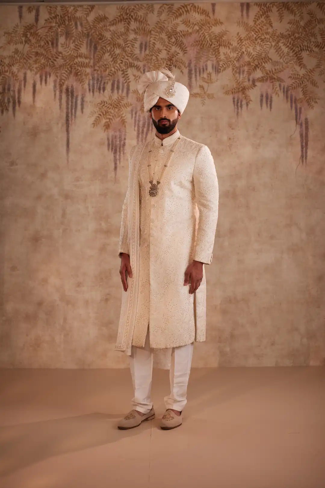 Off White Embroidered Sherwani for Groom | Premium Designer Wedding Sherwani
