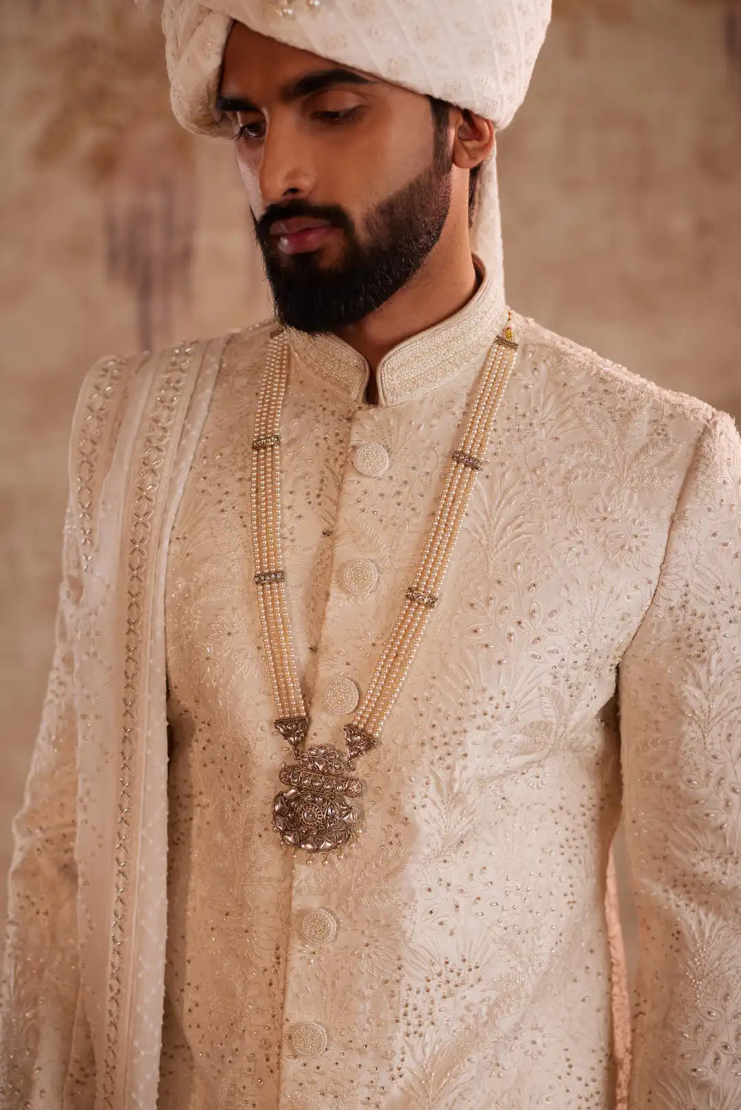 Off White Embroidered Sherwani for Groom | Premium Designer Wedding Sherwani