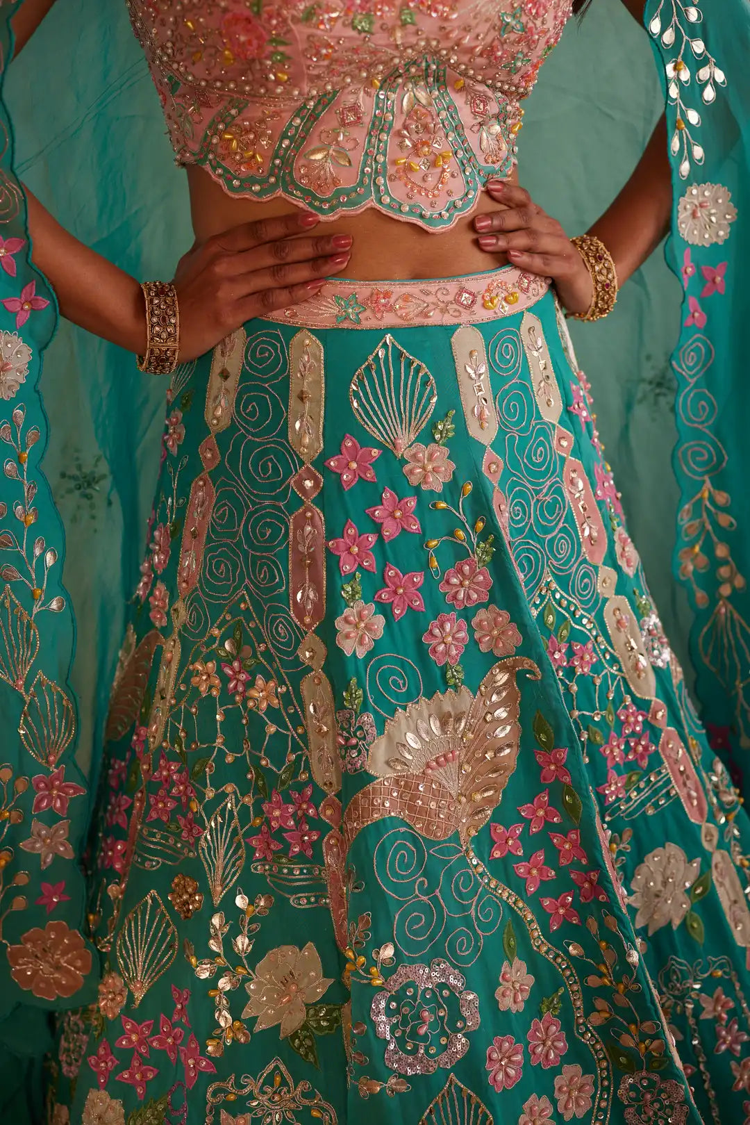 Mystic teal lehenga set