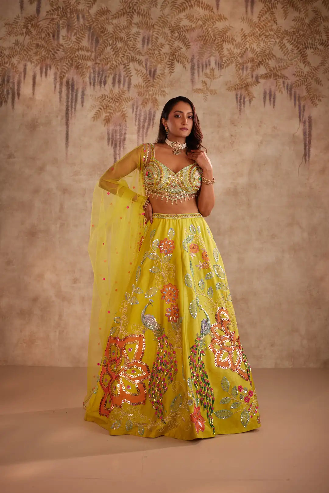 Yellow embroidered lehenga