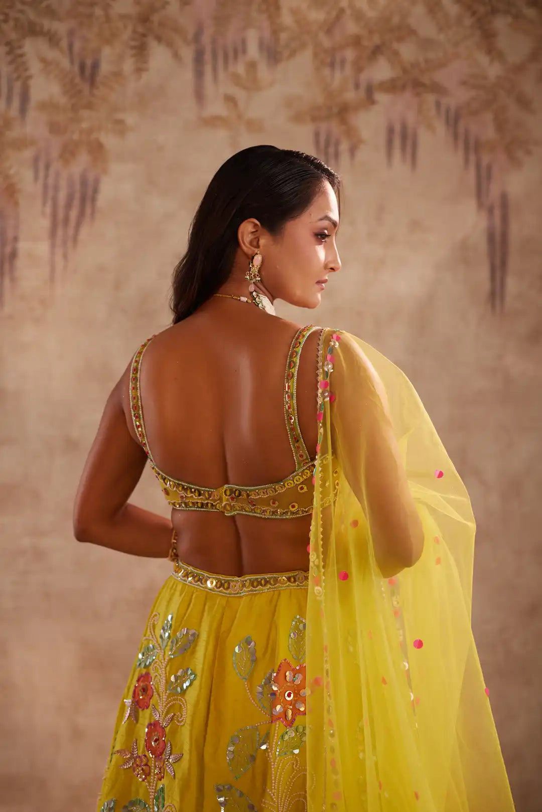 Yellow embroidered lehenga