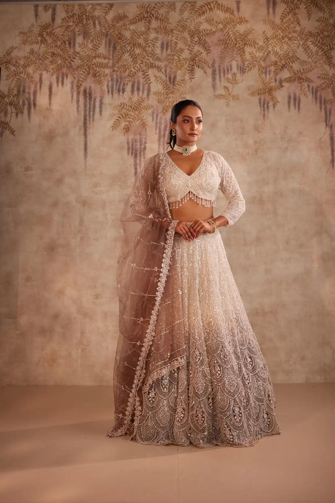 White ombre lehenga