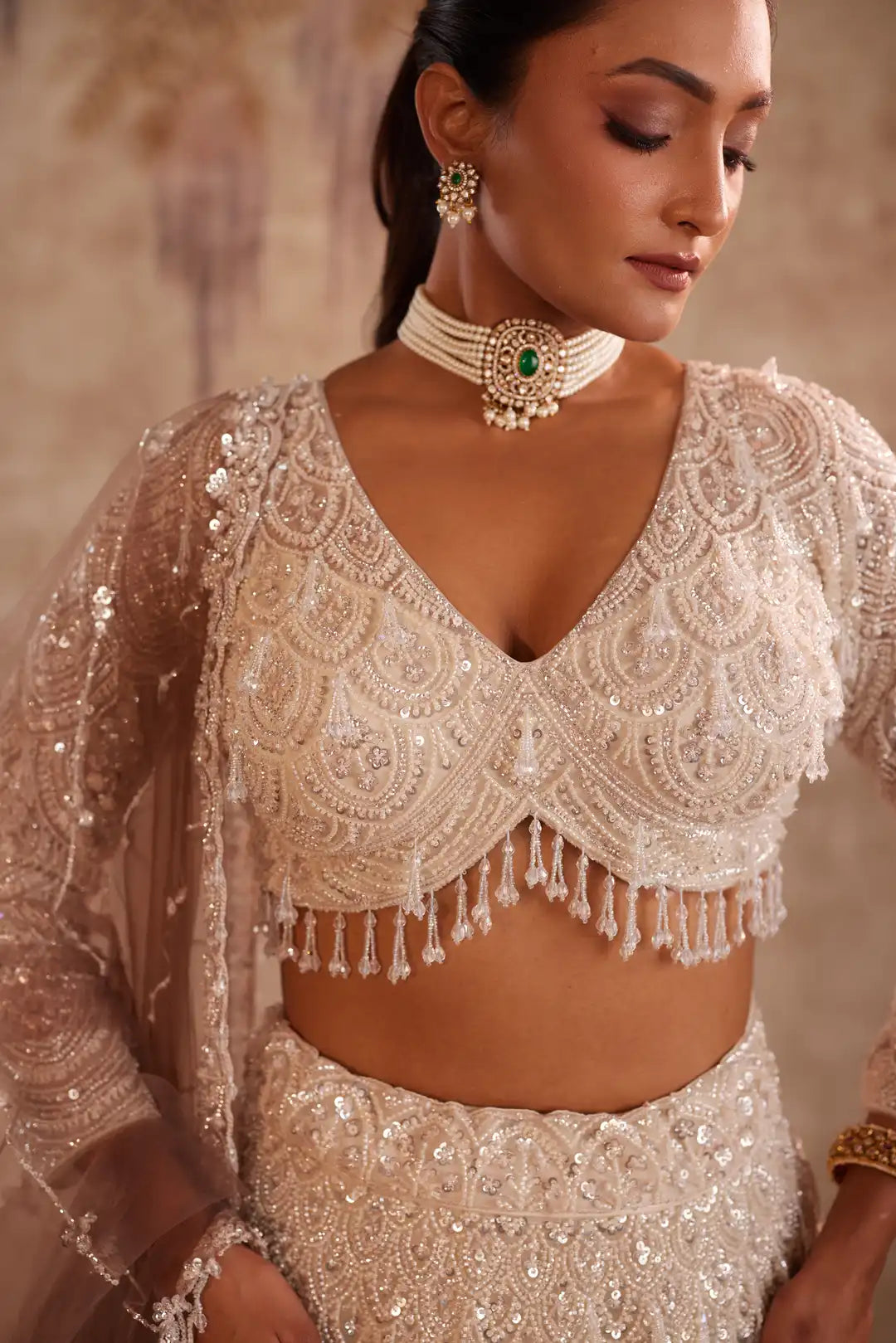 White ombre lehenga