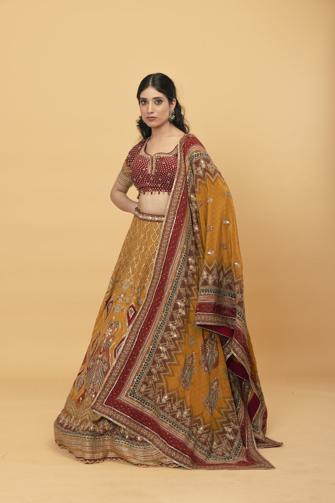 Printed Silk Multicolour lehenga