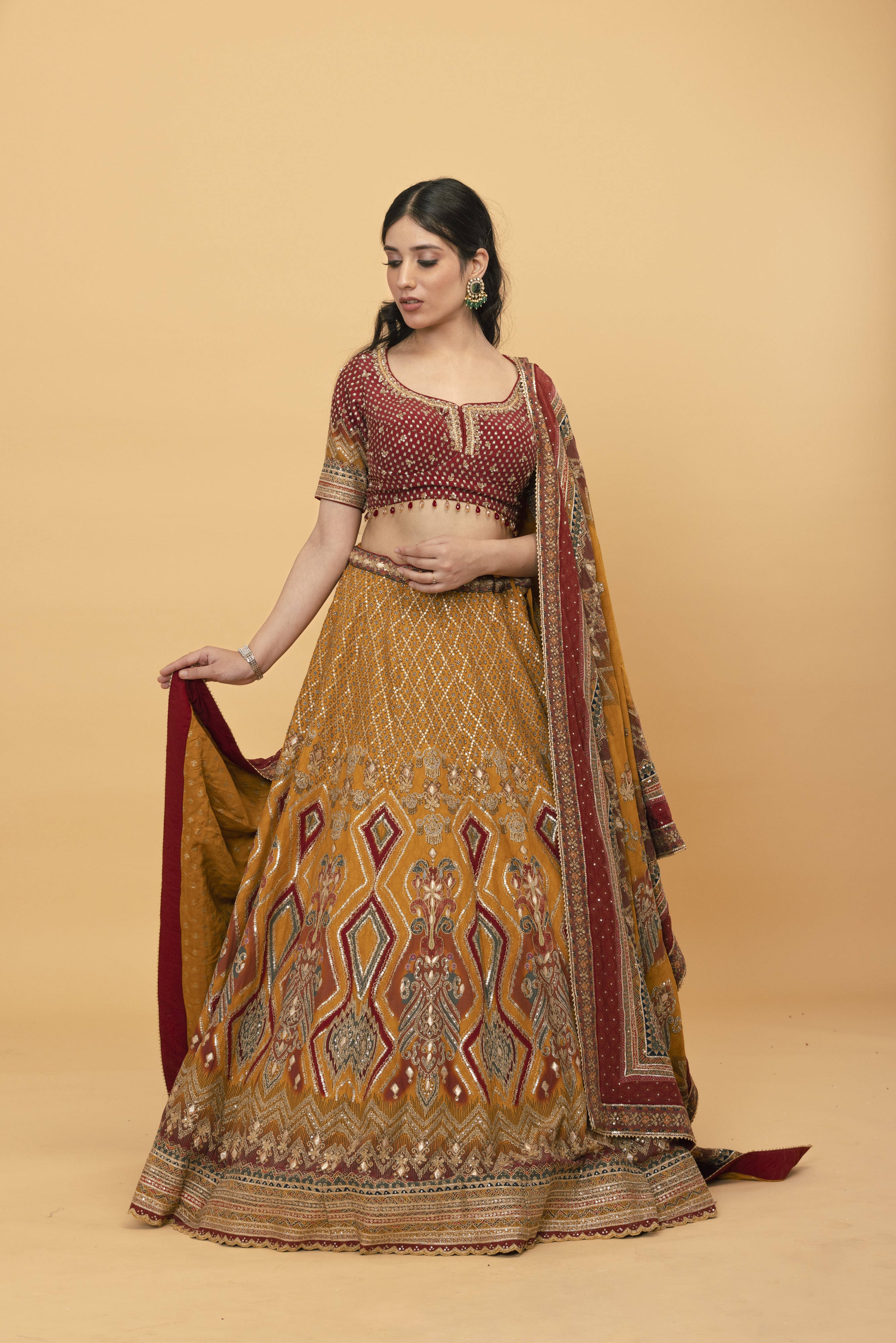 Printed Silk Multicolour lehenga