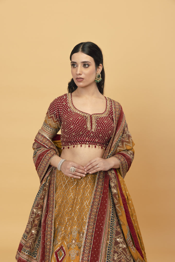 Printed Silk Multicolour lehenga