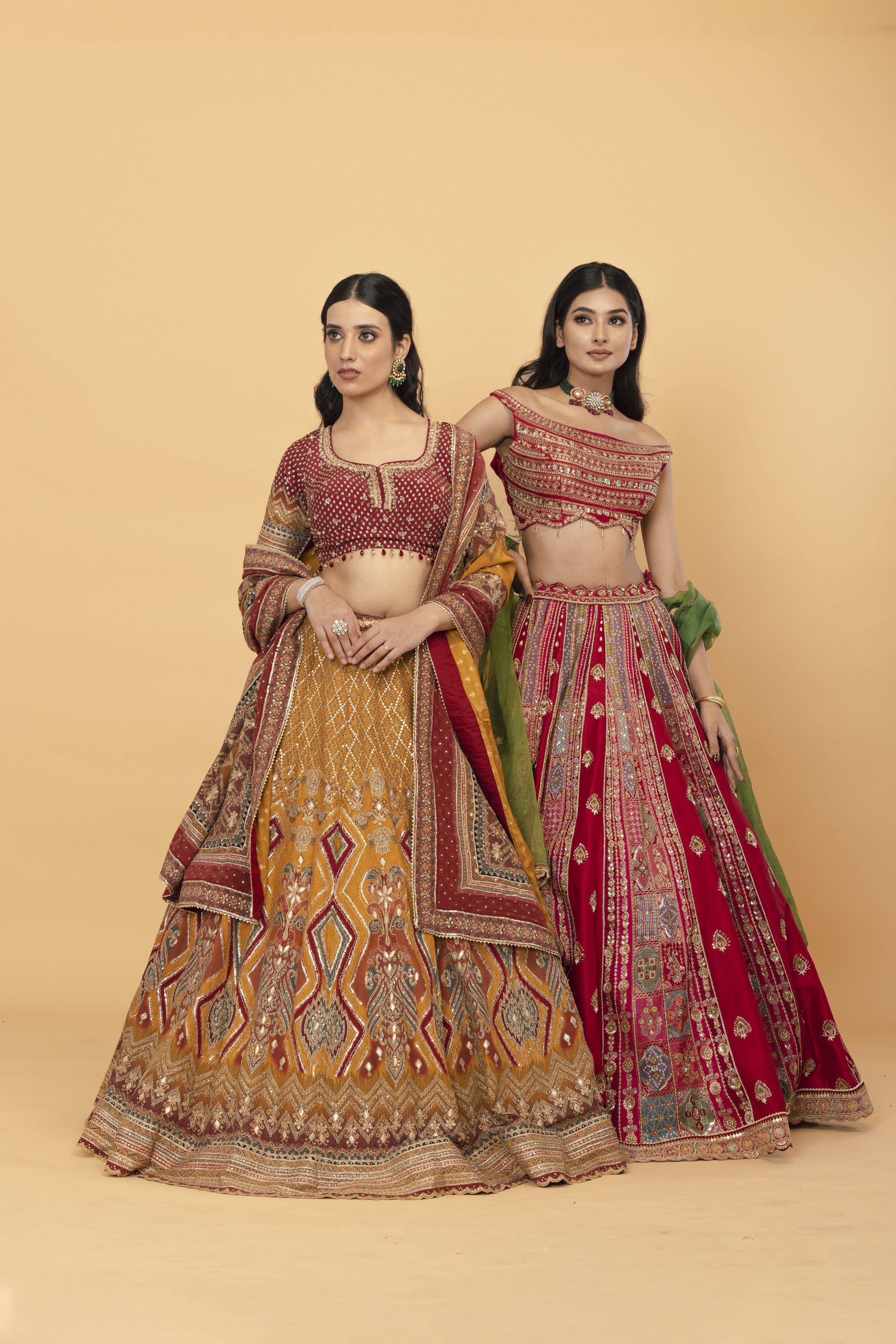 Red Banarsi Silk Lehanga