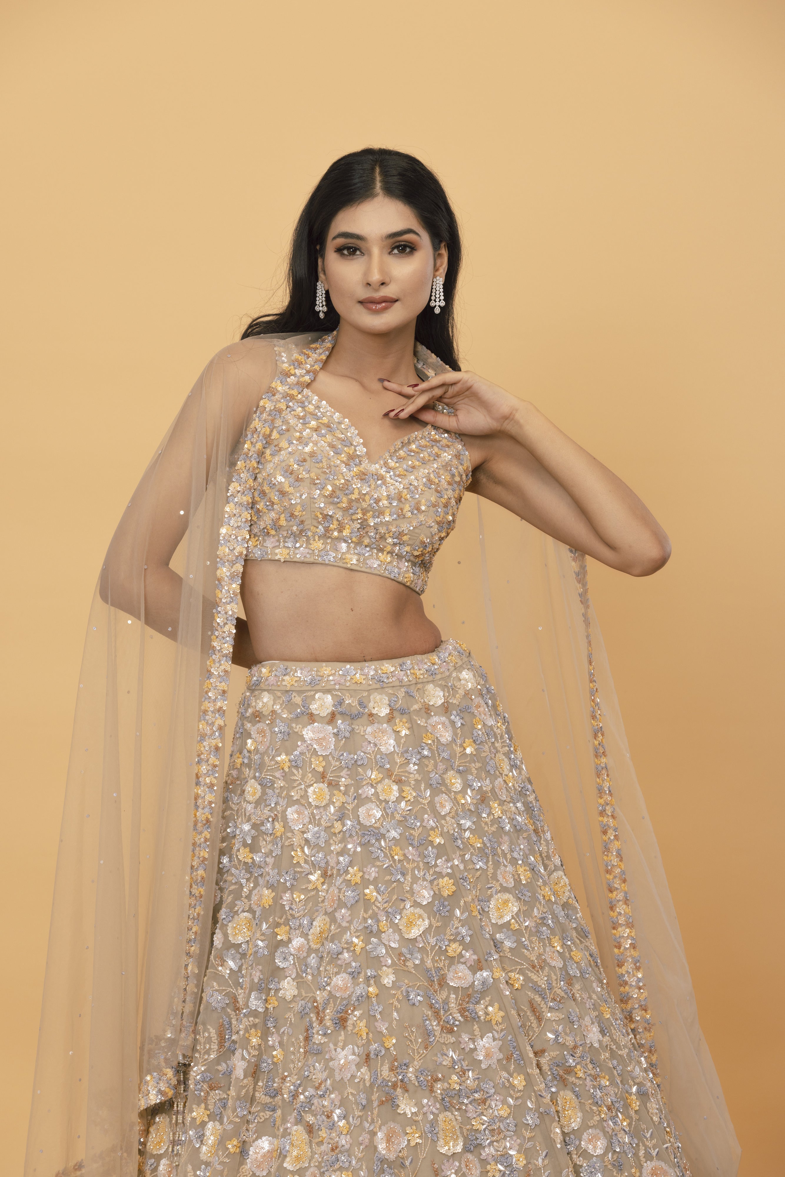 Multi Sequence Net Lehenga