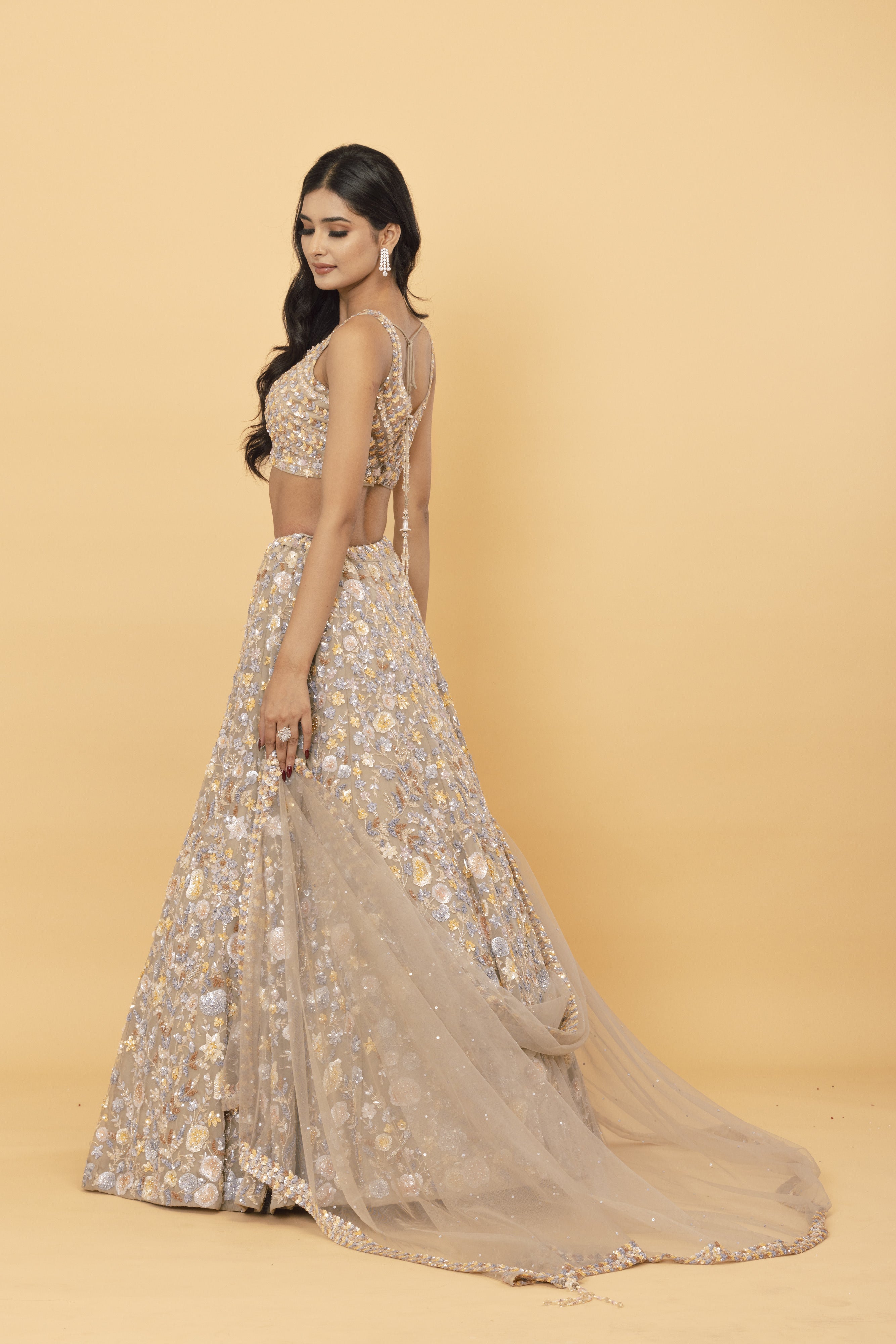Multi Sequence Net Lehenga