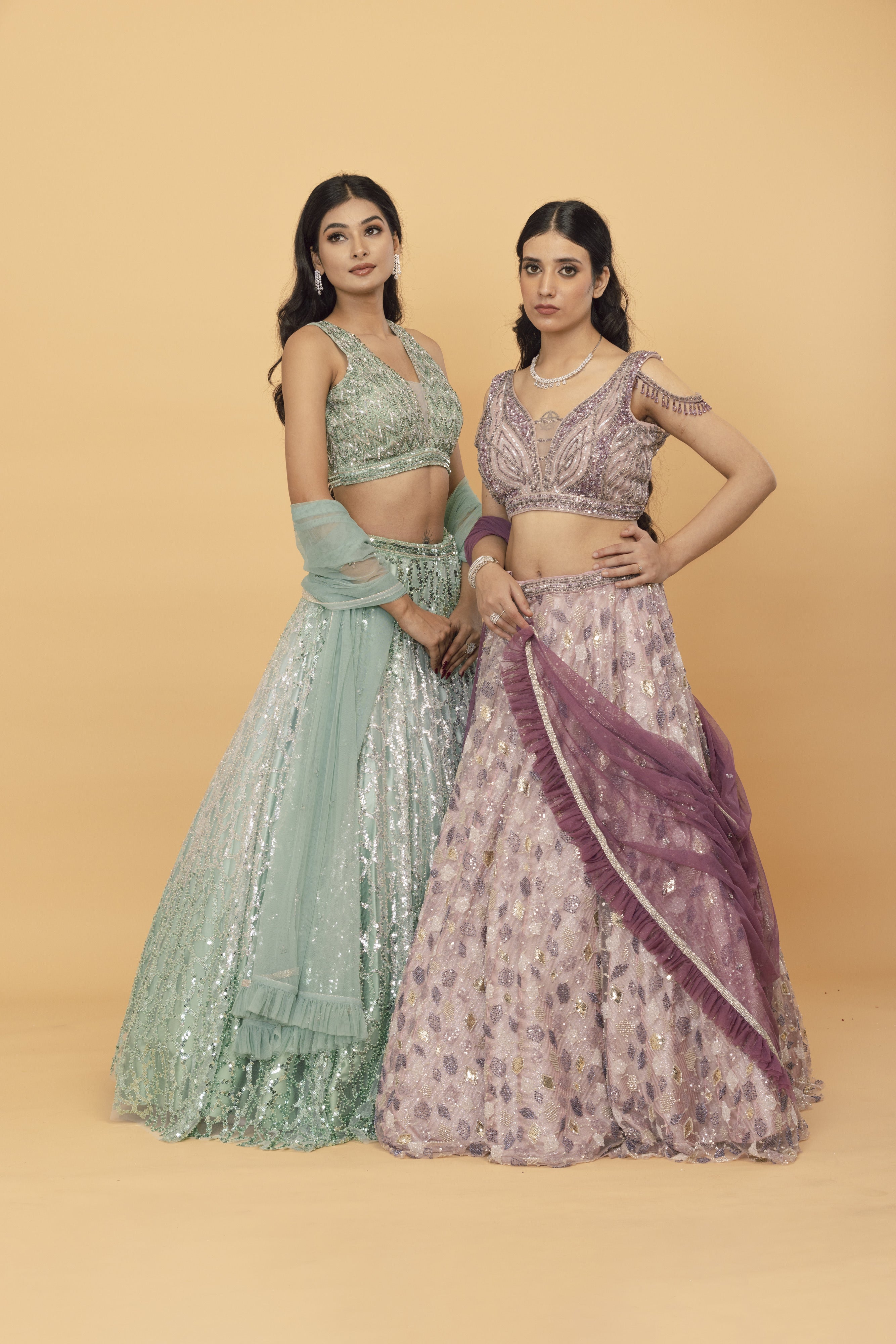 Dust Rose Net Lehanga