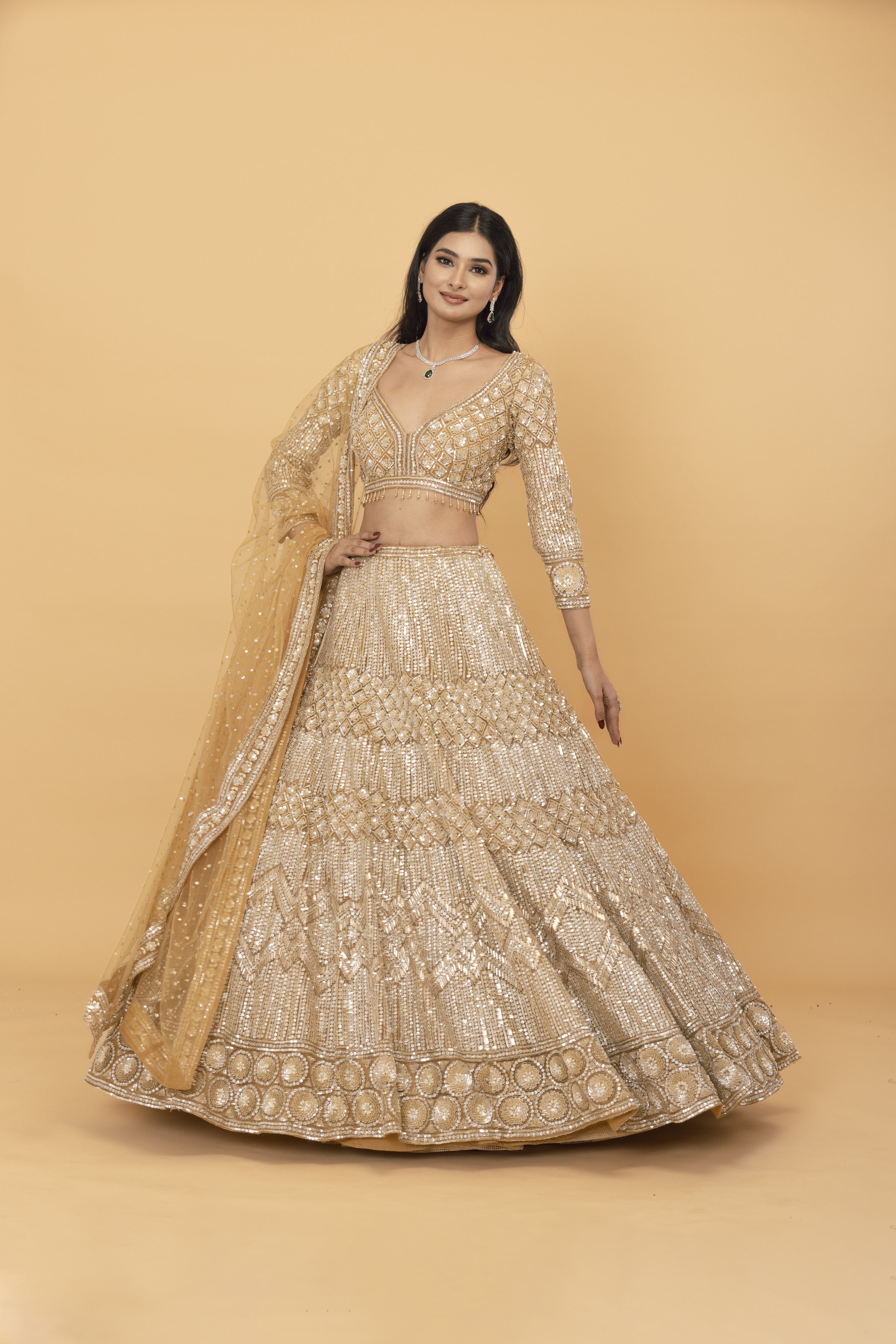 Golden Net lehenga