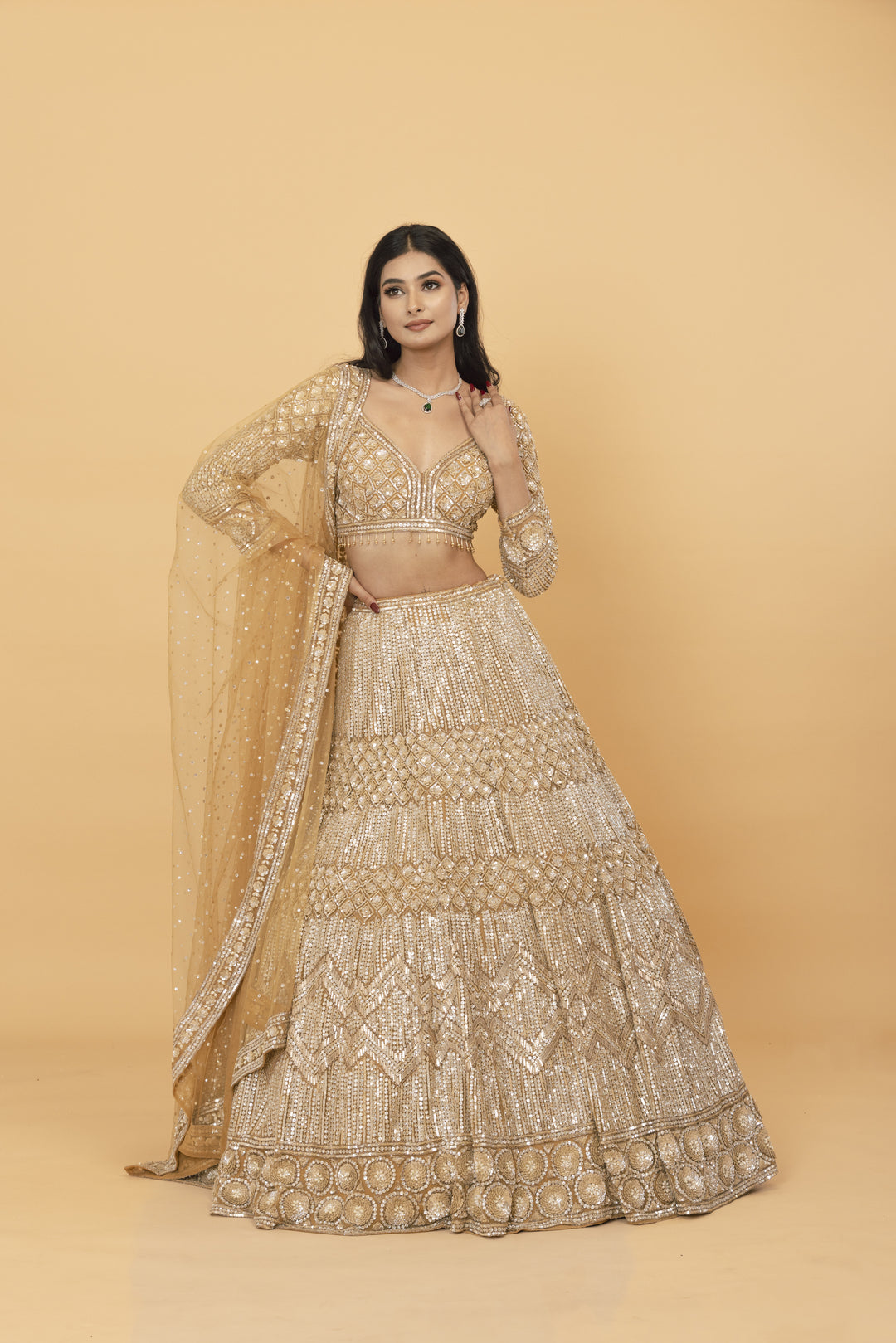 Golden Net lehenga