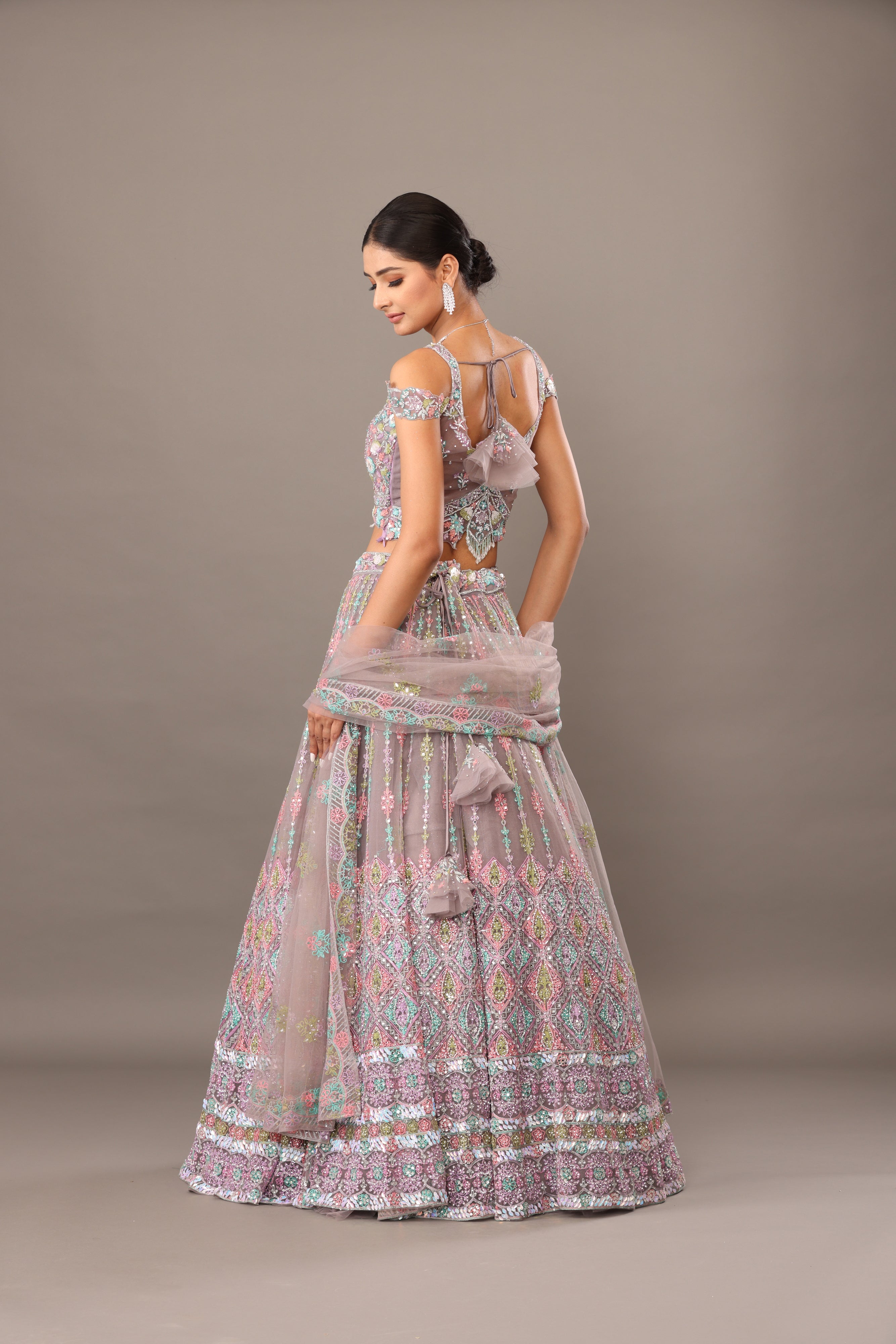 Multicolour Net lehanga