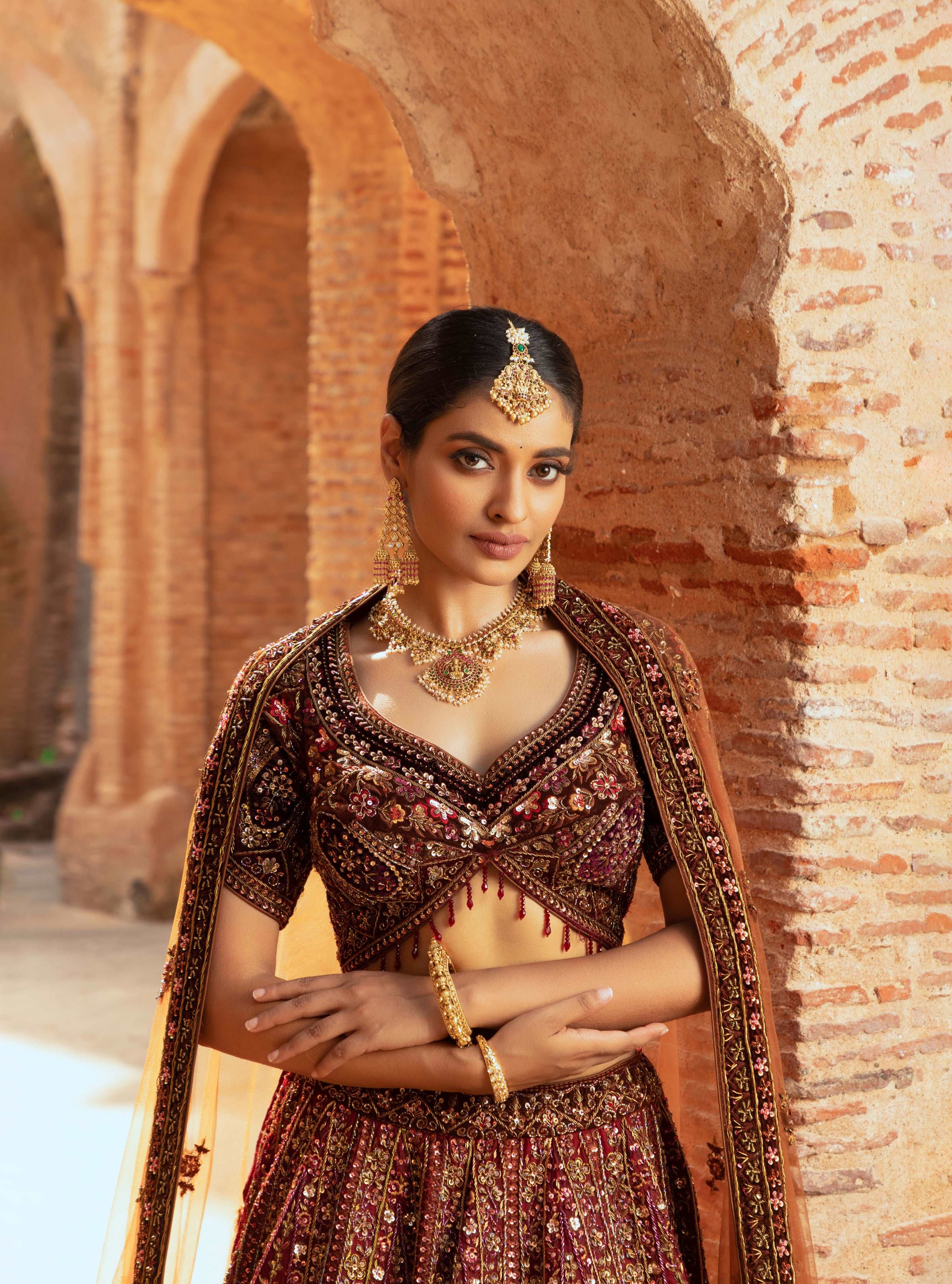 Modern Indian Bridalwear: Teal Green Wedding Lengha w/ Sequin & Dabka |  Brocade lehenga, Indian wedding wear, Lehenga