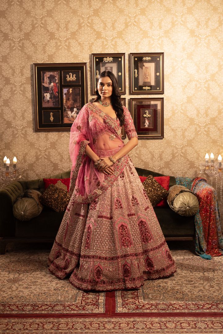 Pastel pink Bridal Lehenga