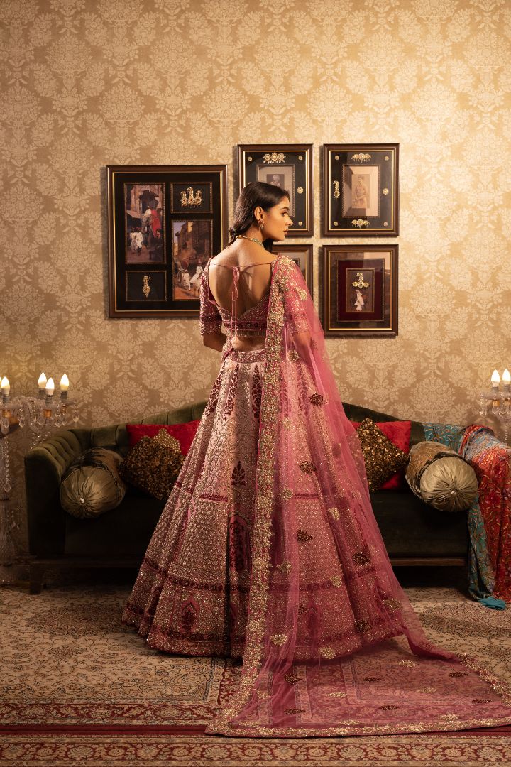 Pastel pink Bridal Lehenga