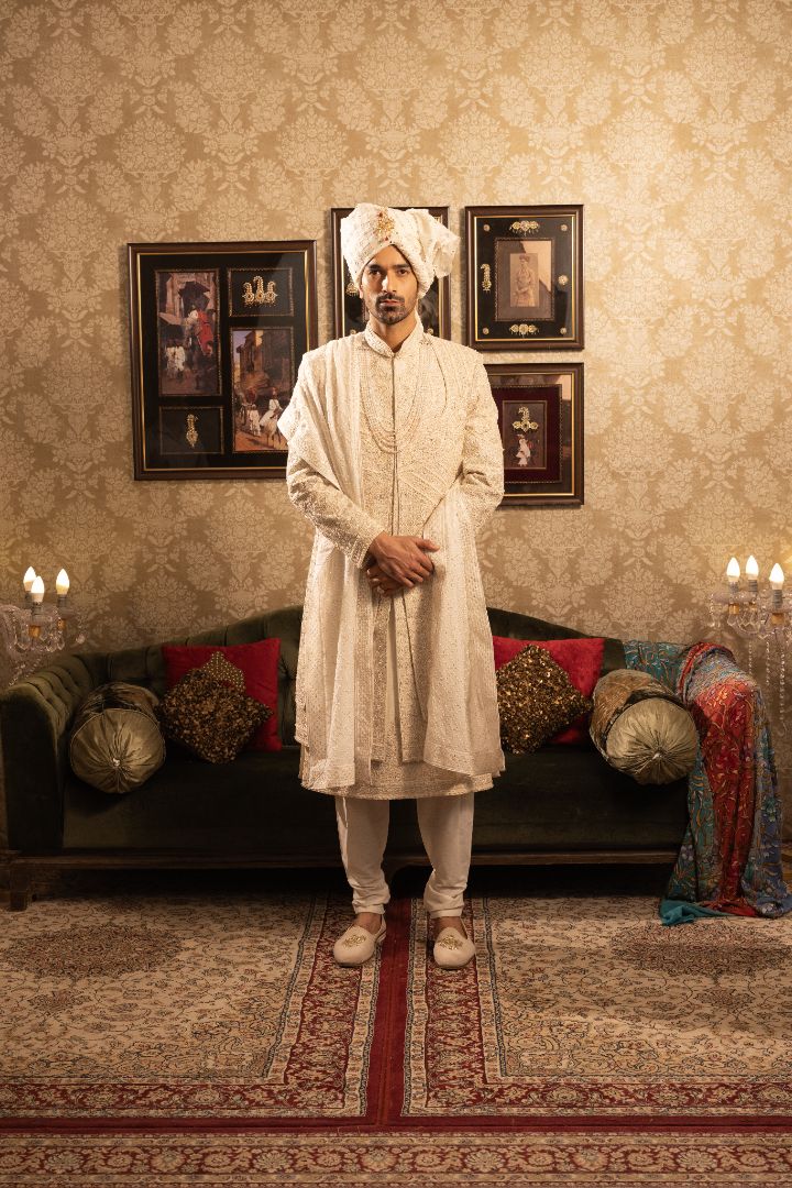 Cream Sherwani For Groom