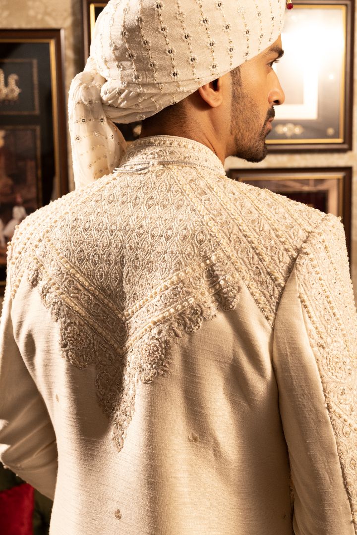 Cream Sherwani For Groom