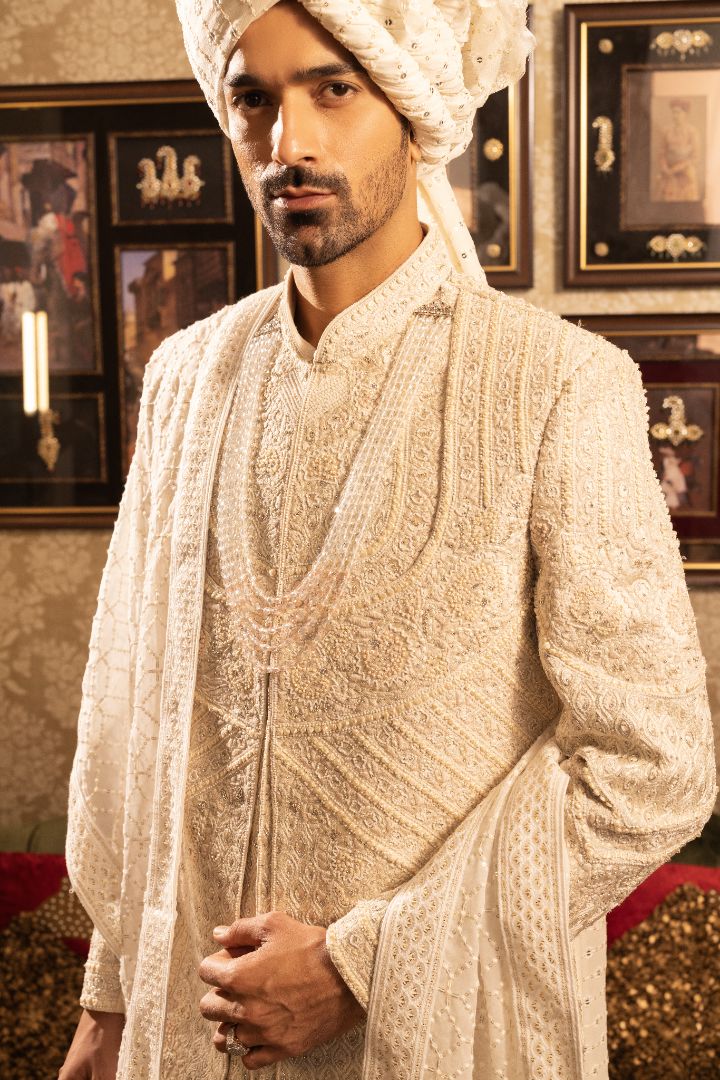 Cream Sherwani For Groom