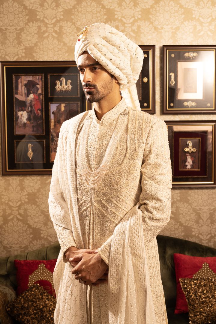 Cream Sherwani For Groom