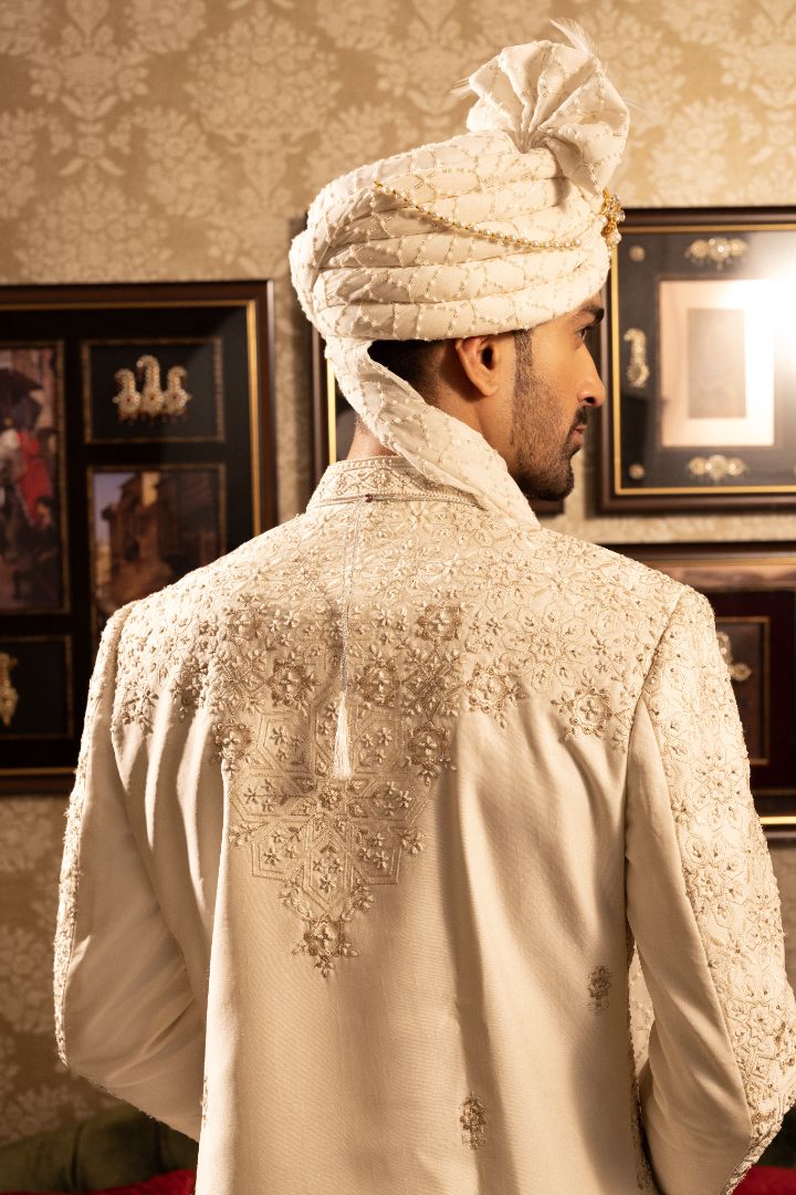 CREAM EMBROIDERY SHERWANI