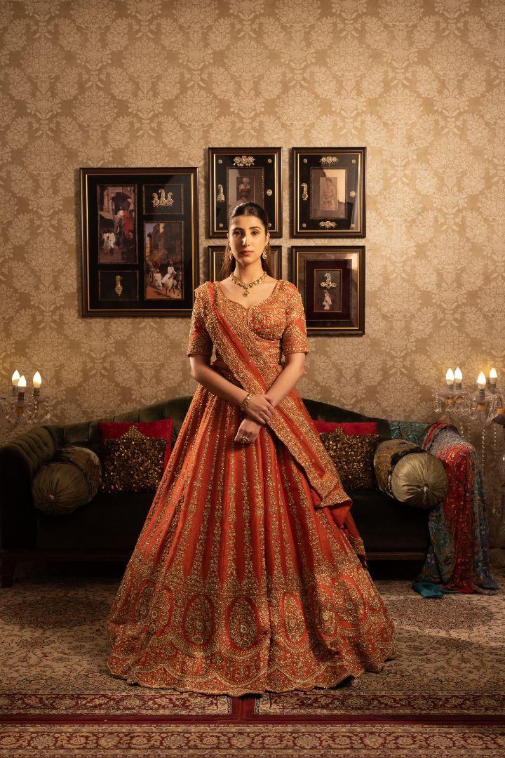 Rust Bridal Lehenga