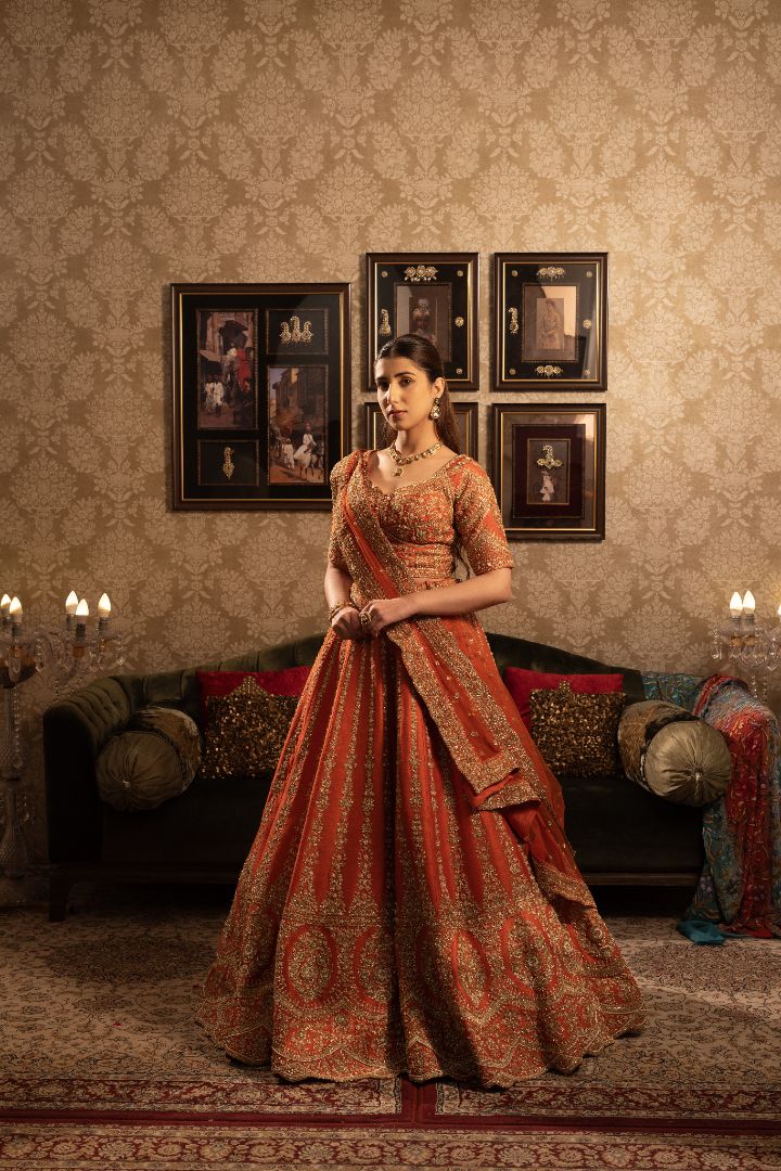 Rust Bridal Lehenga