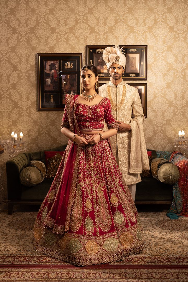 Red wine Bridal lehenga