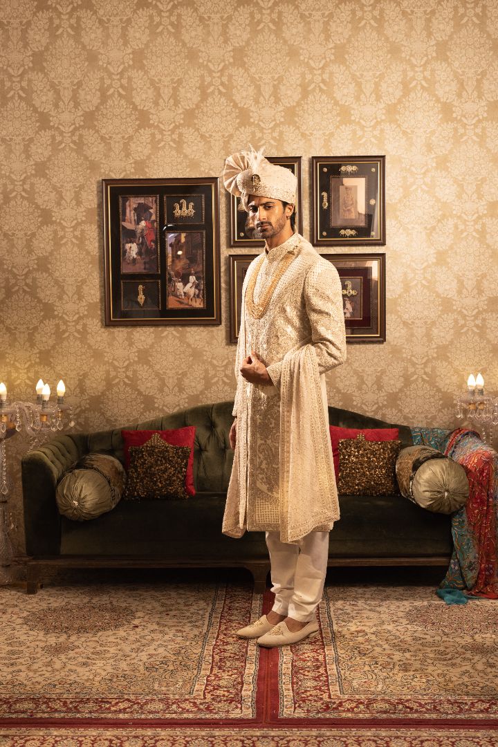Ivory sherwani for men