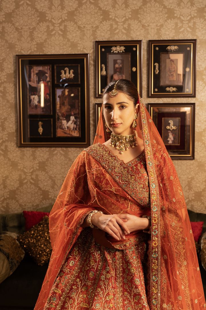 Rust Bridal lehenga