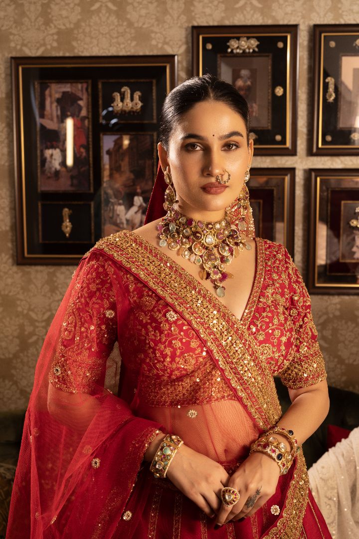 Red bridal lehenga