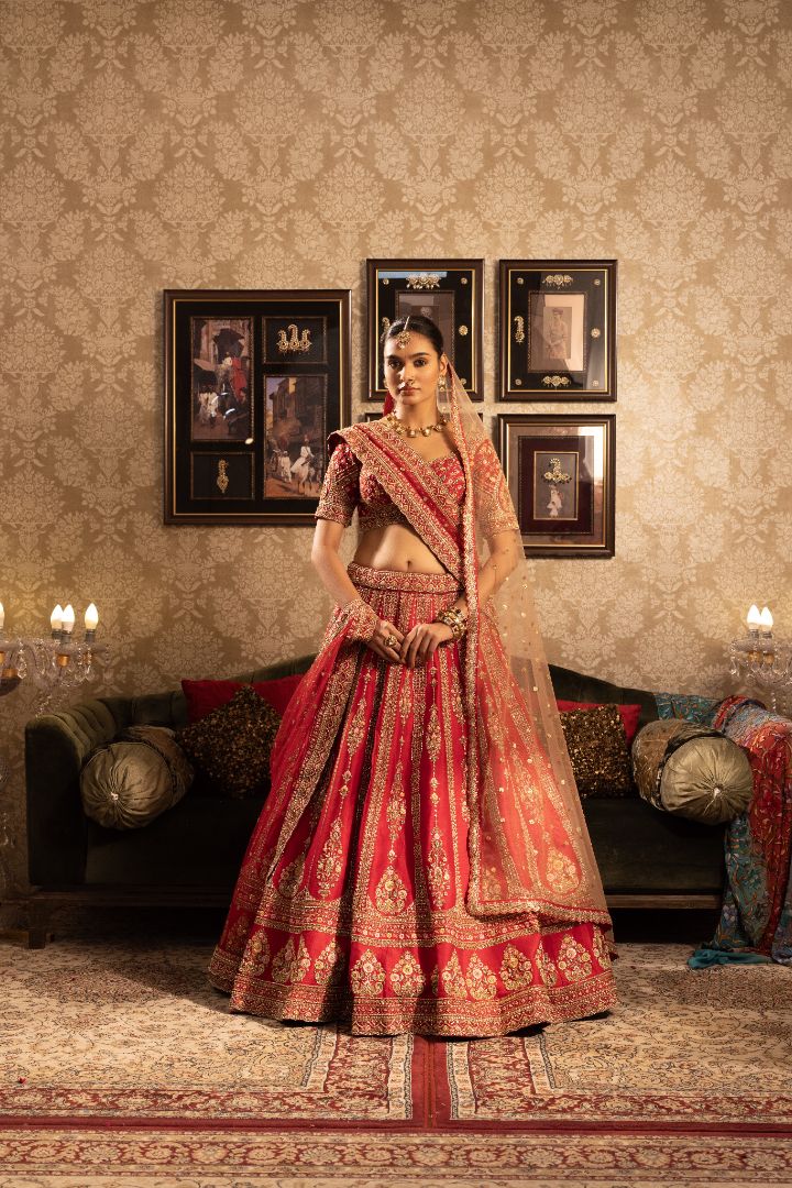 Red bridal lehenga