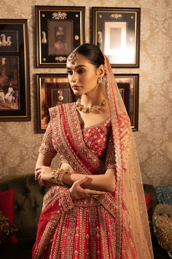 Red bridal lehenga